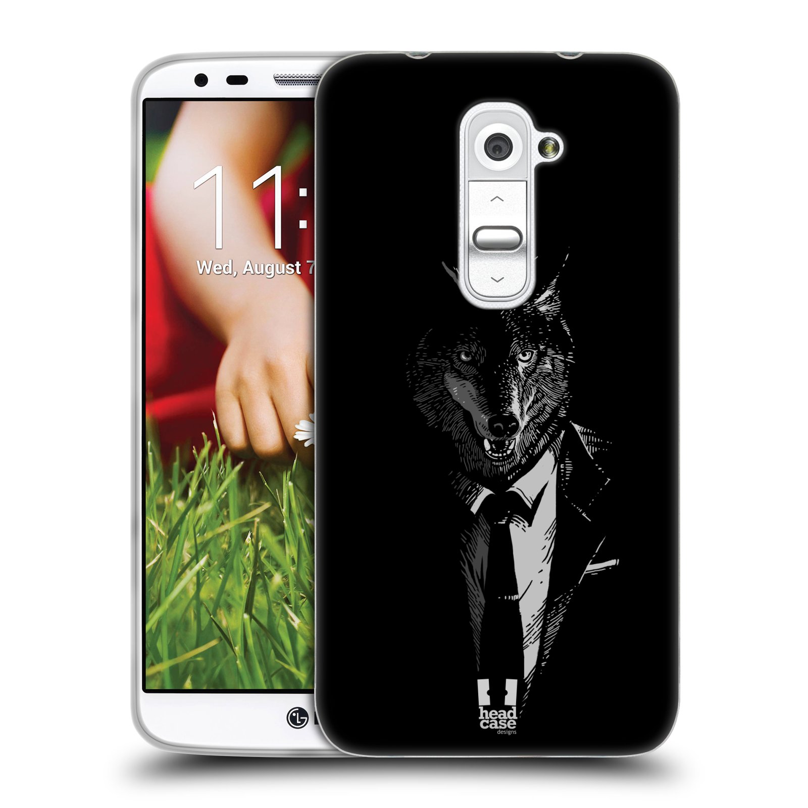 HEAD CASE silikonový obal na mobil LG G2 vzor Zvíře v obleku vlk