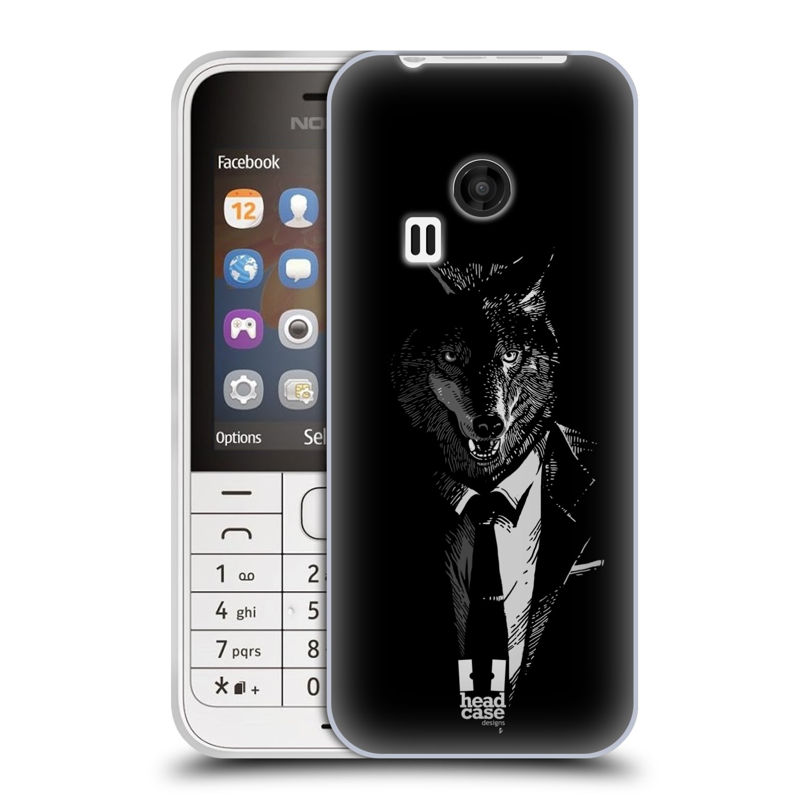 HEAD CASE silikonový obal na mobil NOKIA 220 / NOKIA 220 DUAL SIM vzor Zvíře v obleku vlk