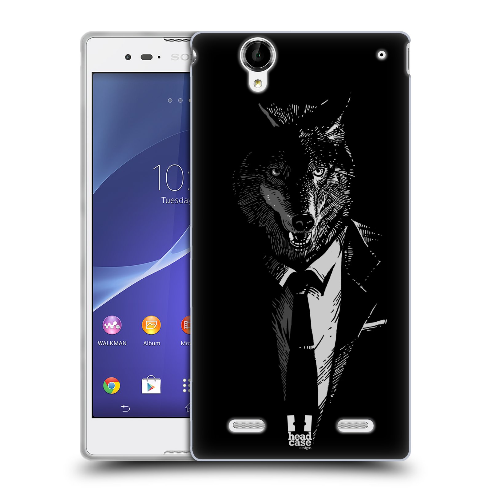 HEAD CASE silikonový obal na mobil Sony Xperia T2 Ultra/T2 Ultra DUAL SIM vzor Zvíře v obleku vlk