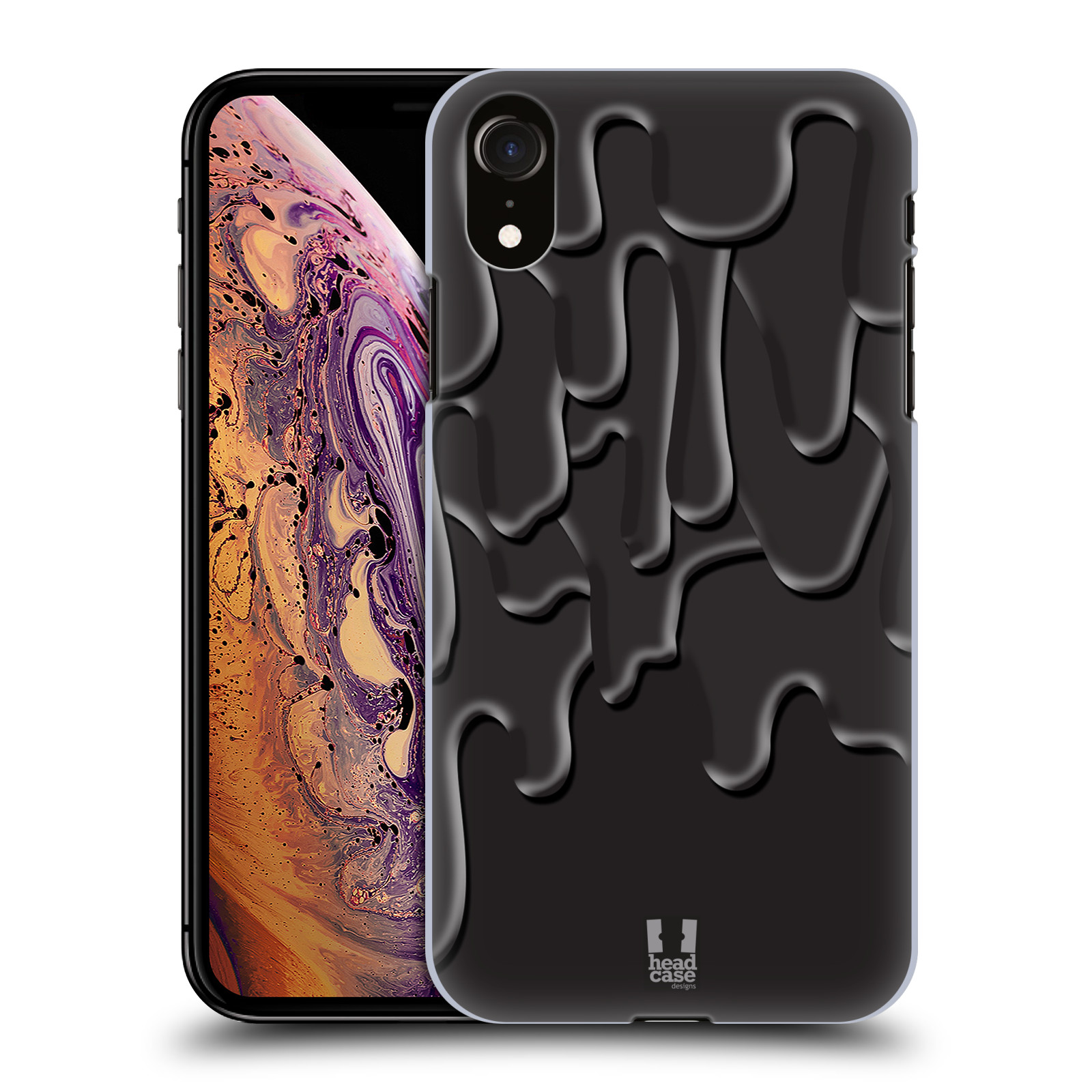 HEAD CASE plastový obal na mobil Apple Iphone XR vzor Barevná záplava ČERNÁ