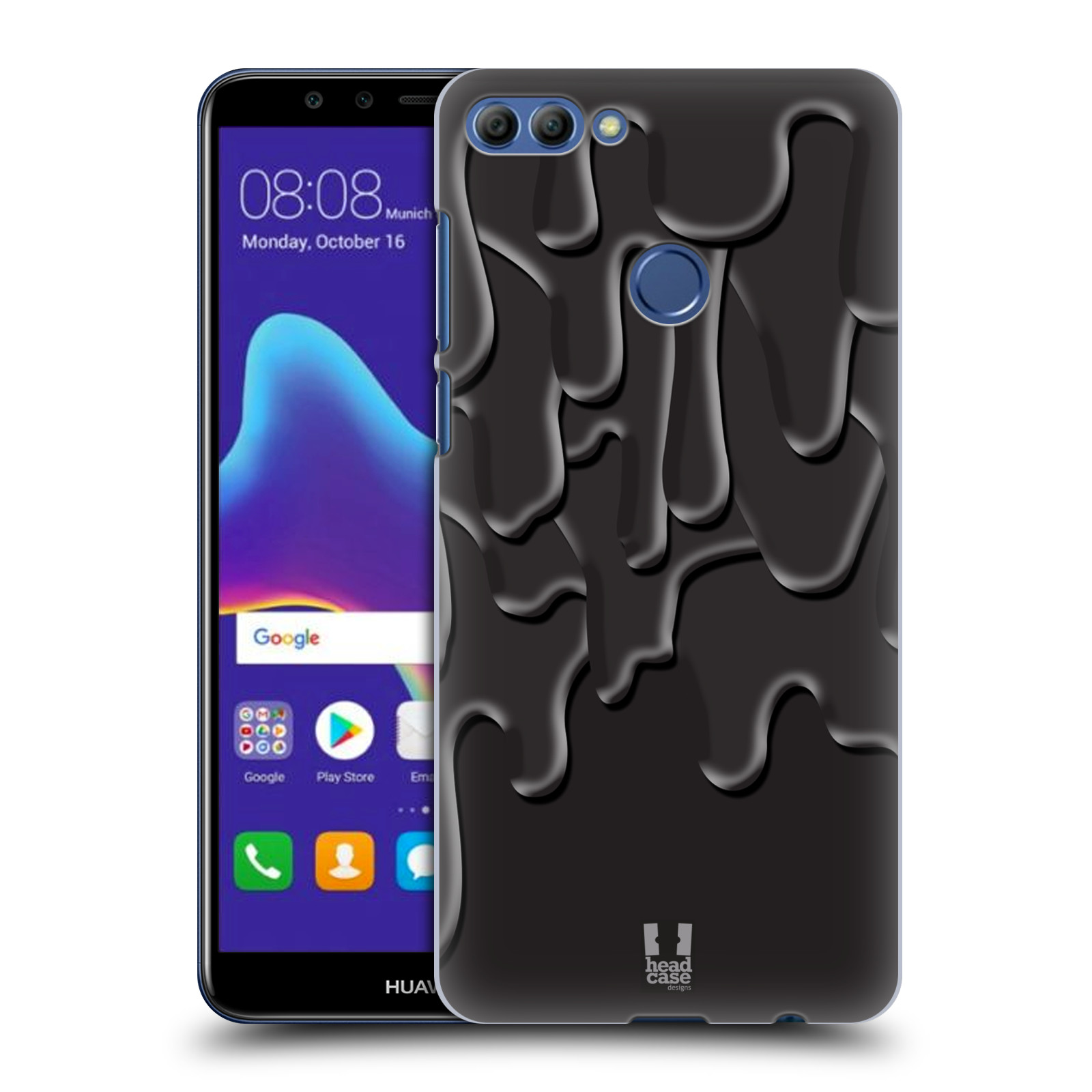 HEAD CASE plastový obal na mobil Huawei Y9 2018 vzor Barevná záplava ČERNÁ