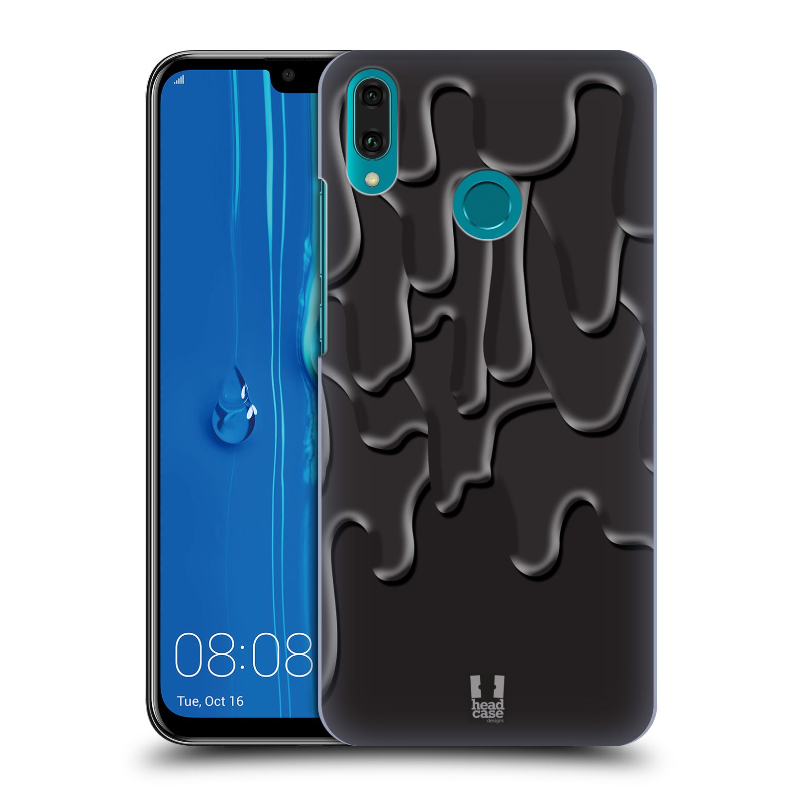 Pouzdro na mobil Huawei Y9 2019 - HEAD CASE - vzor Barevná záplava ČERNÁ