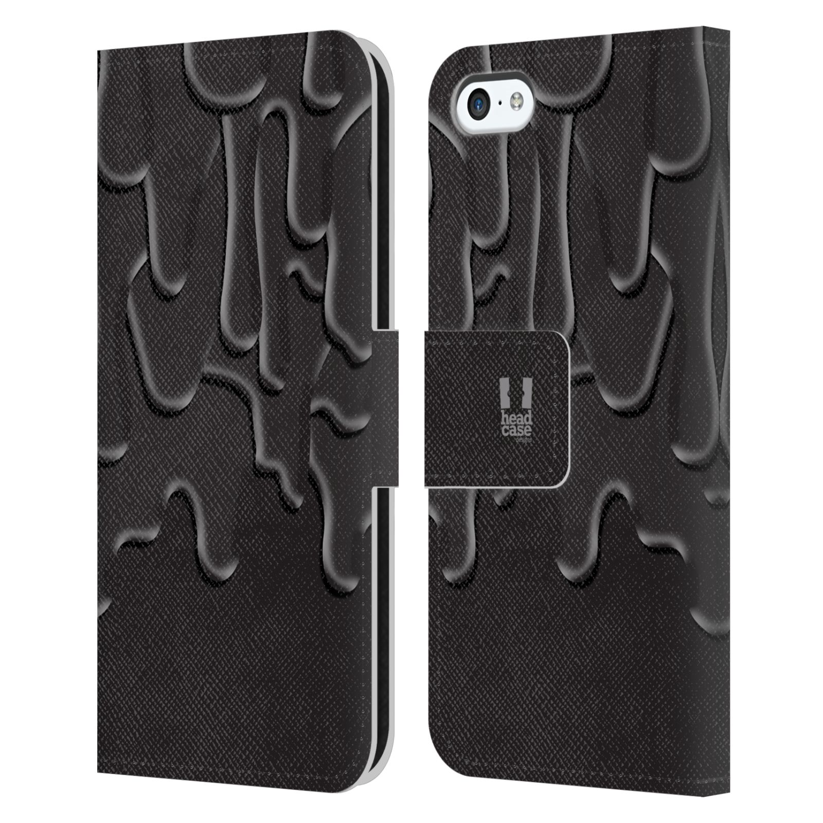 HEAD CASE Flipové pouzdro pro mobil Apple Iphone 5C ZÁPLAVA BARVA černá