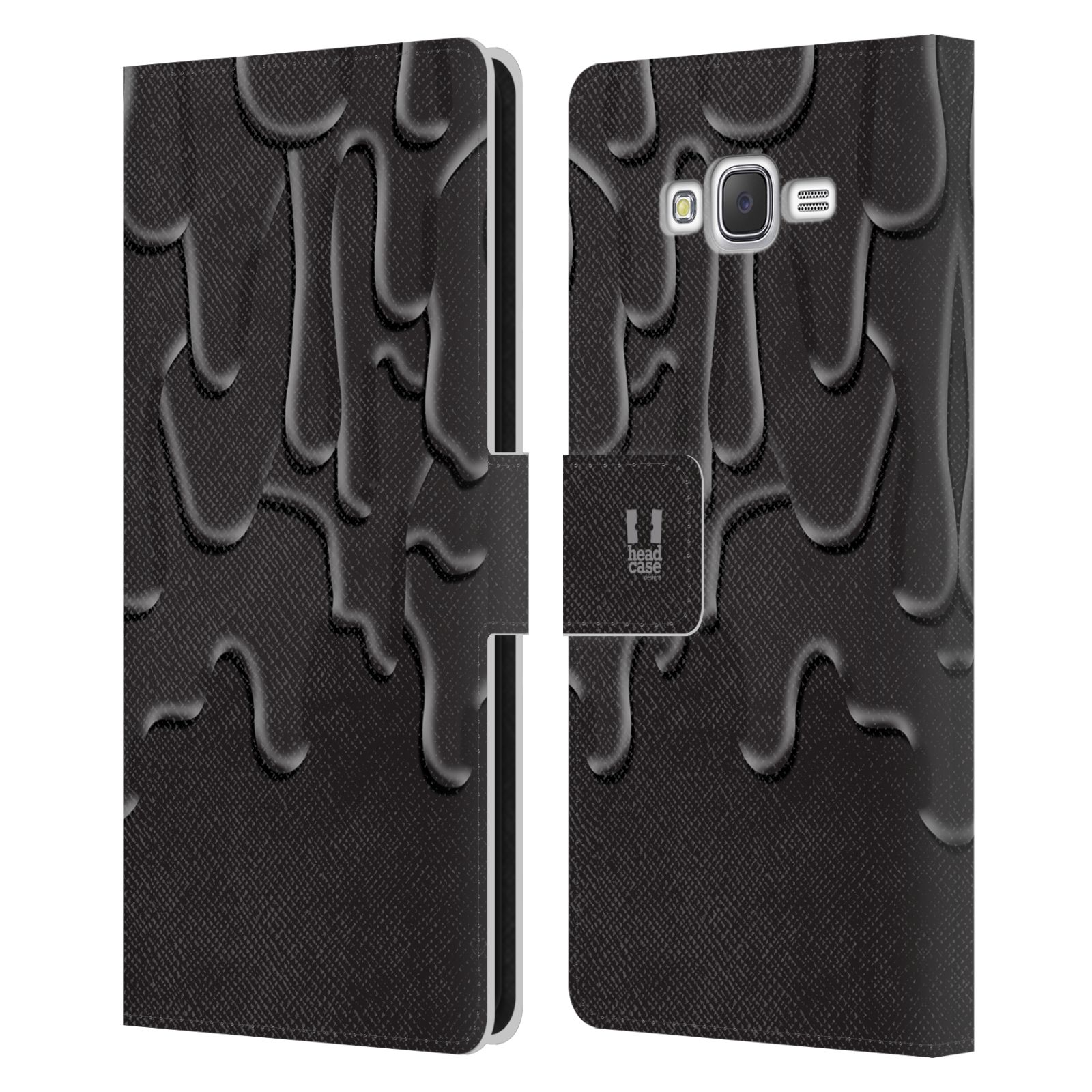HEAD CASE Flipové pouzdro pro mobil Samsung Galaxy J7, J700 ZÁPLAVA BARVA černá