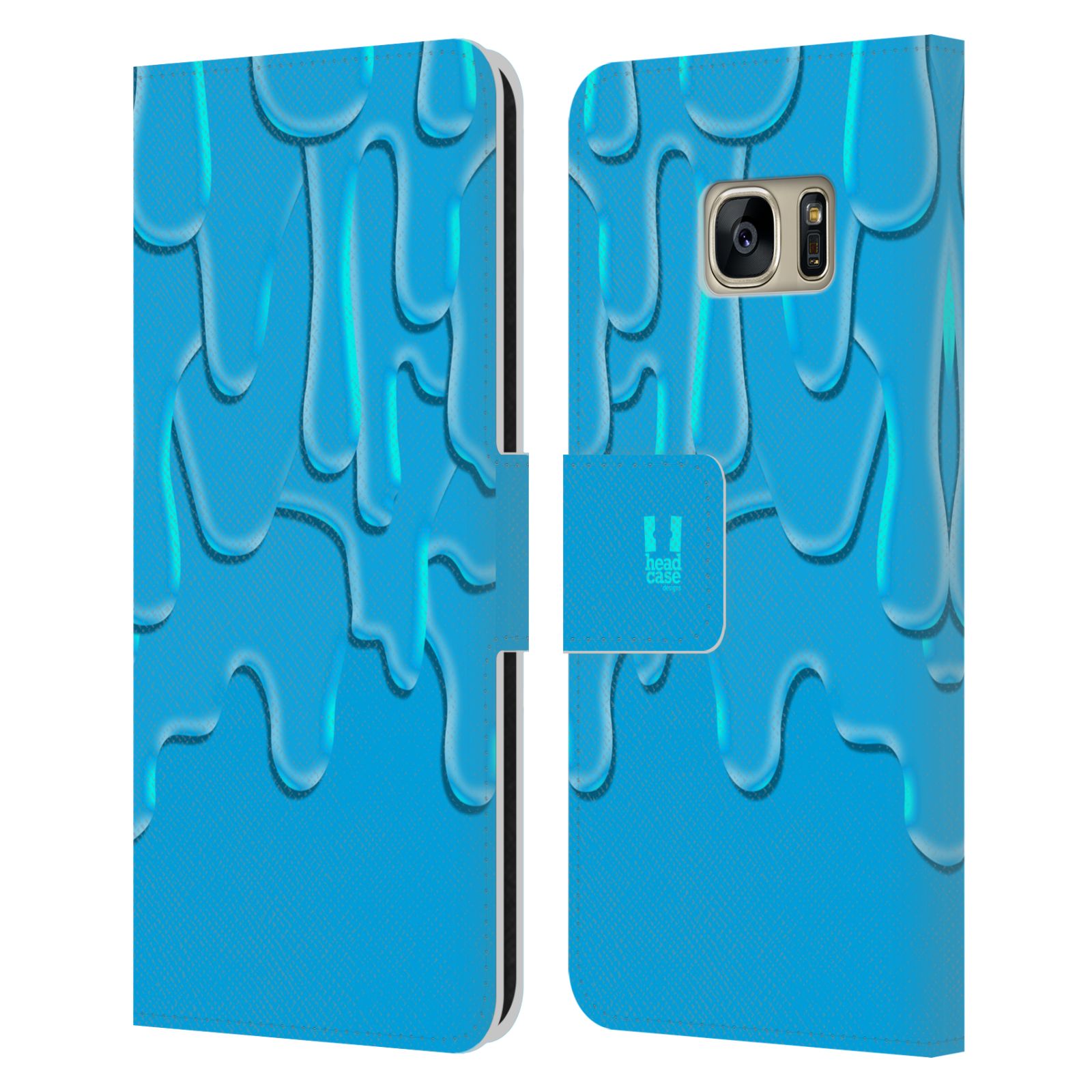 HEAD CASE Flipové pouzdro pro mobil Samsung Galaxy S7 (G9300) ZÁPLAVA BARVA tyrkysová modrá