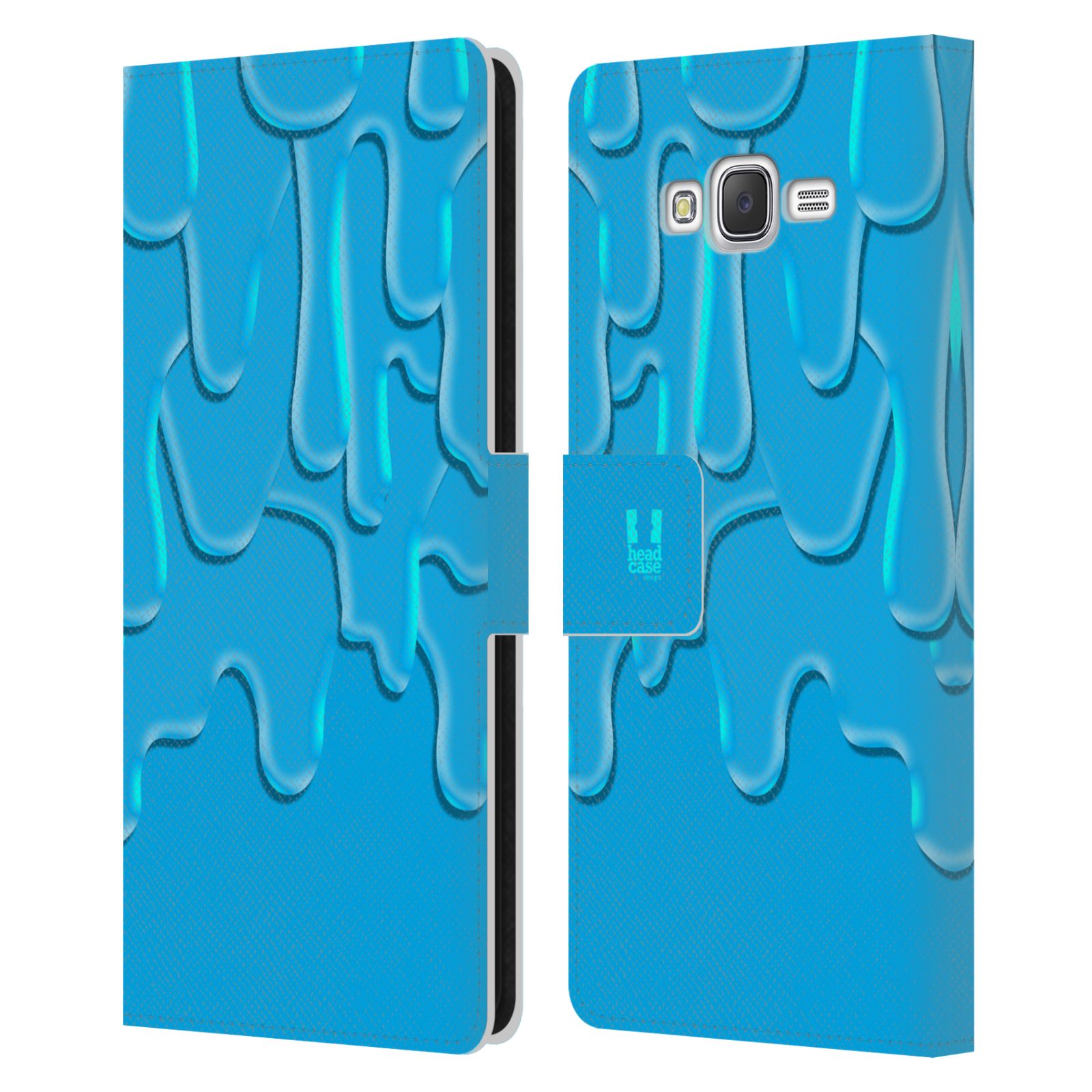 HEAD CASE Flipové pouzdro pro mobil Samsung Galaxy J7, J700 ZÁPLAVA BARVA tyrkysová modrá