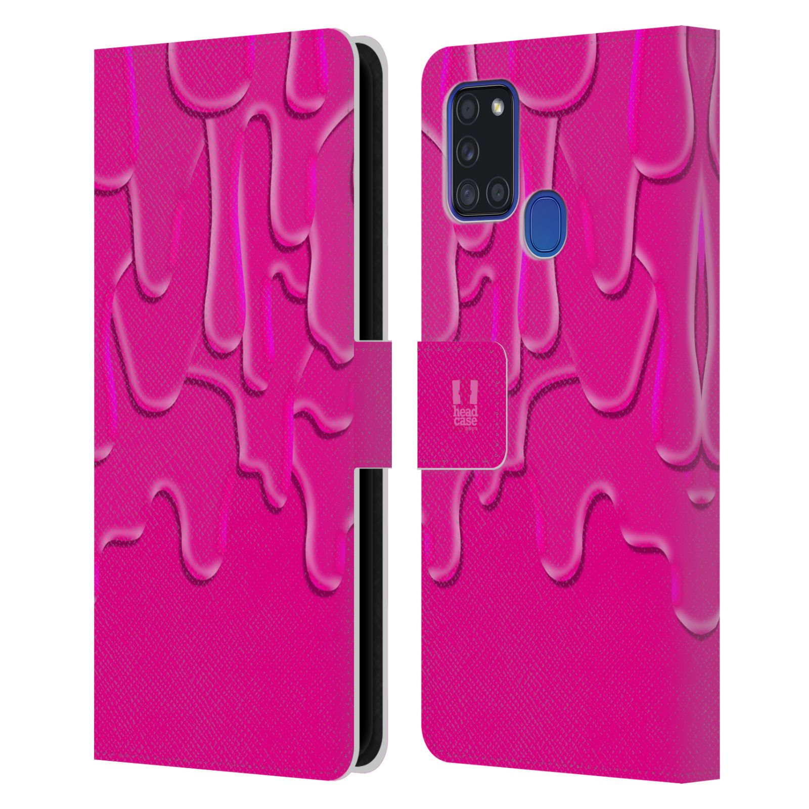 HEAD CASE Flipové pouzdro pro mobil Samsung Galaxy A21s ZÁPLAVA BARVA růžová