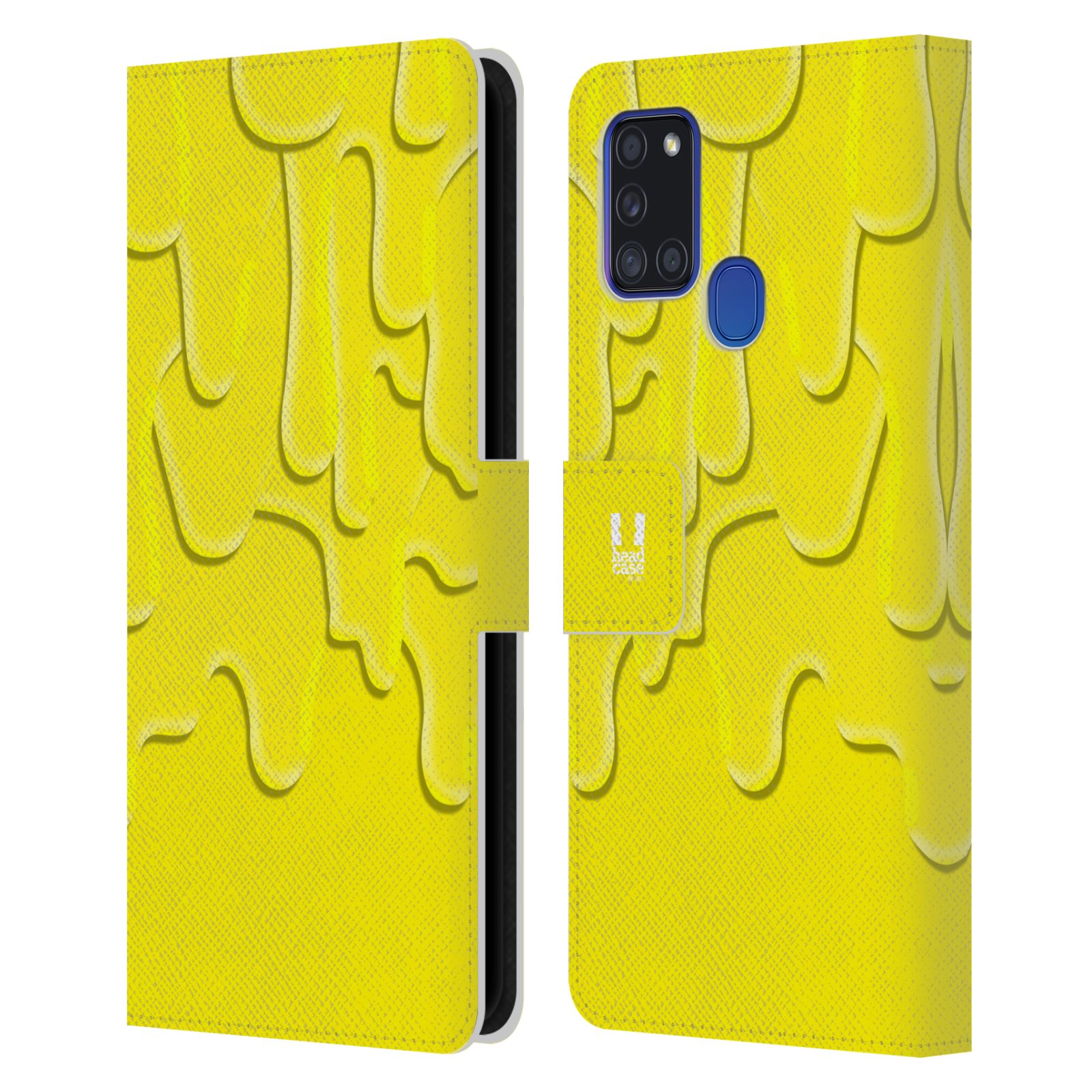 HEAD CASE Flipové pouzdro pro mobil Samsung Galaxy A21s ZÁPLAVA BARVA žlutá