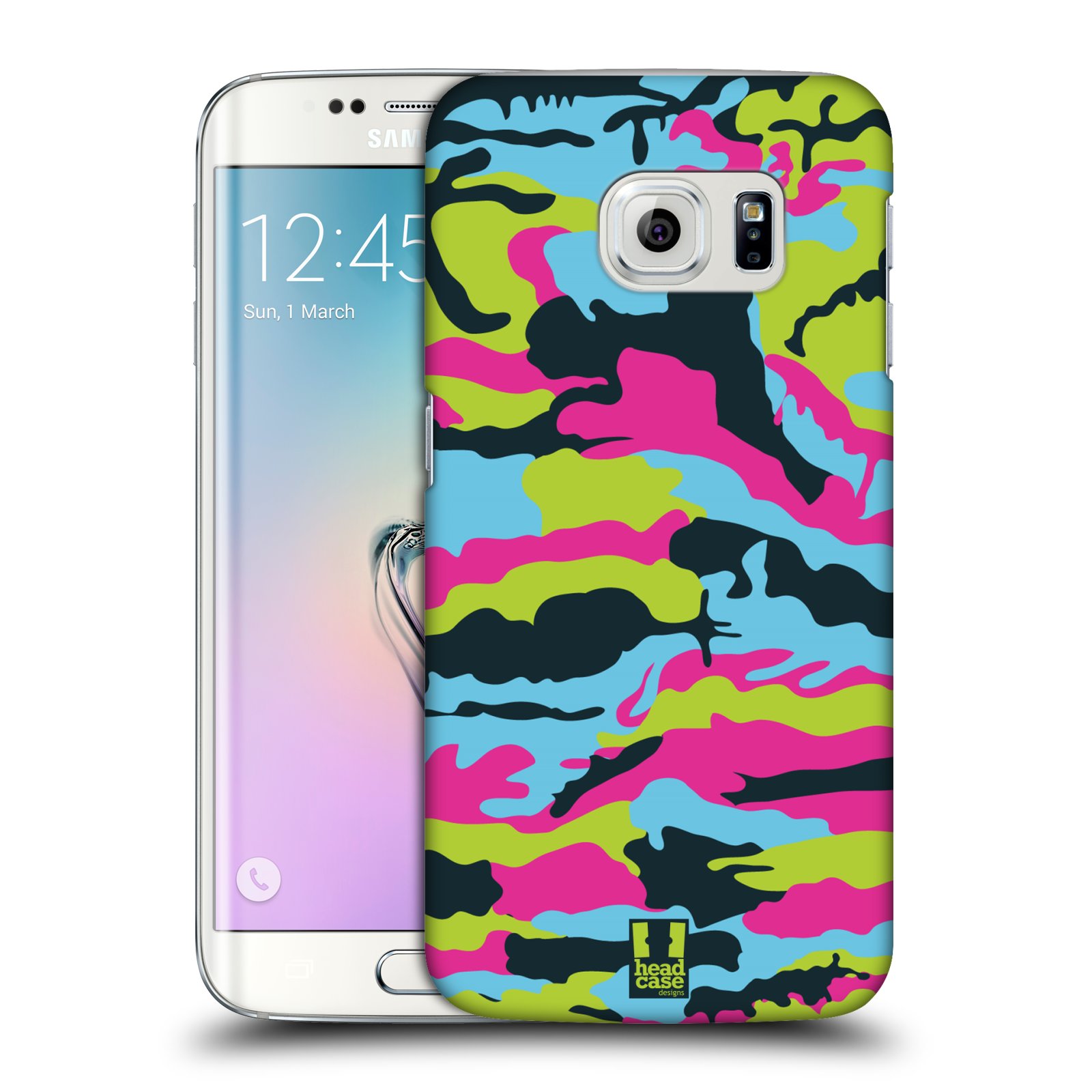 HEAD CASE plastový obal na mobil SAMSUNG Galaxy S6 EDGE (G9250, G925, G925F) vzor Barevná kamufláž růžová a zelená