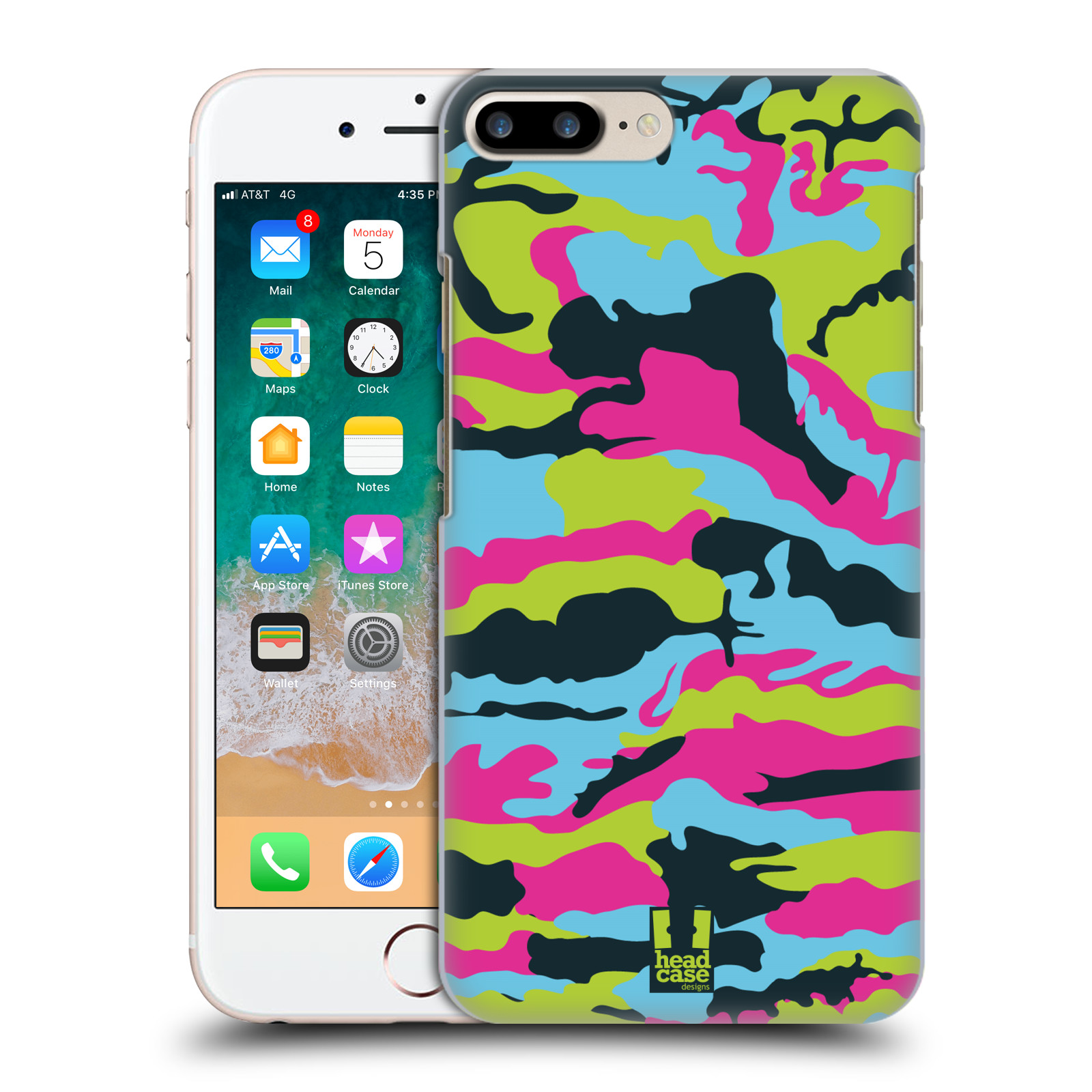 HEAD CASE plastový obal na mobil Apple Iphone 7 PLUS vzor Barevná kamufláž růžová a zelená
