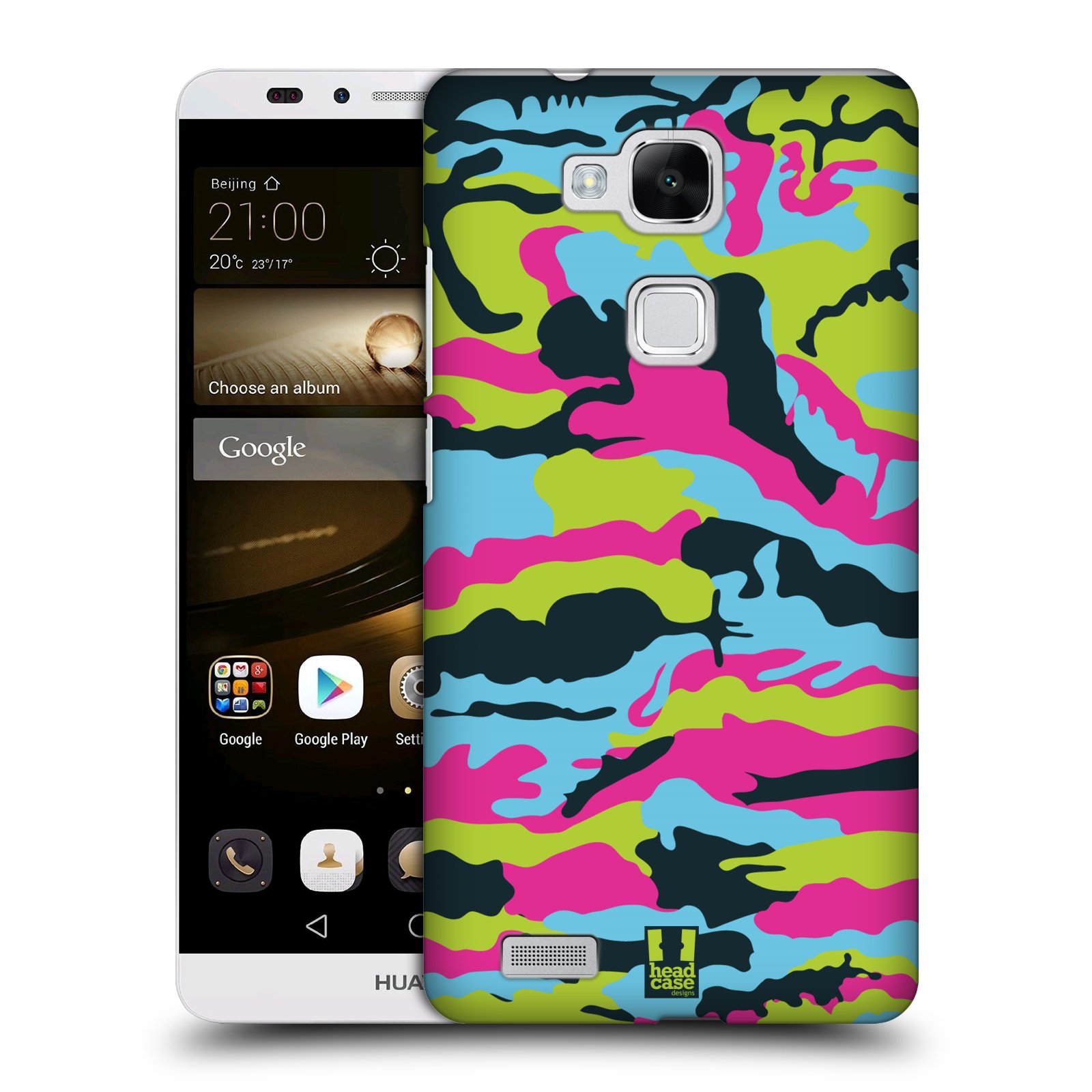 HEAD CASE plastový obal na mobil Huawei Mate 7 vzor Barevná kamufláž růžová a zelená