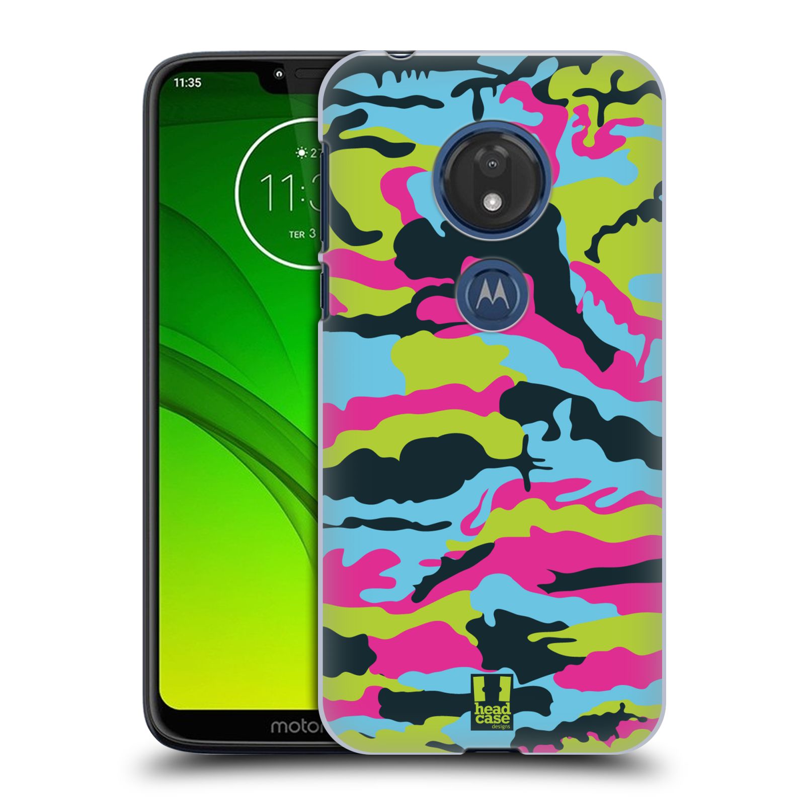 Pouzdro na mobil Motorola Moto G7 Play vzor Barevná kamufláž růžová a zelená