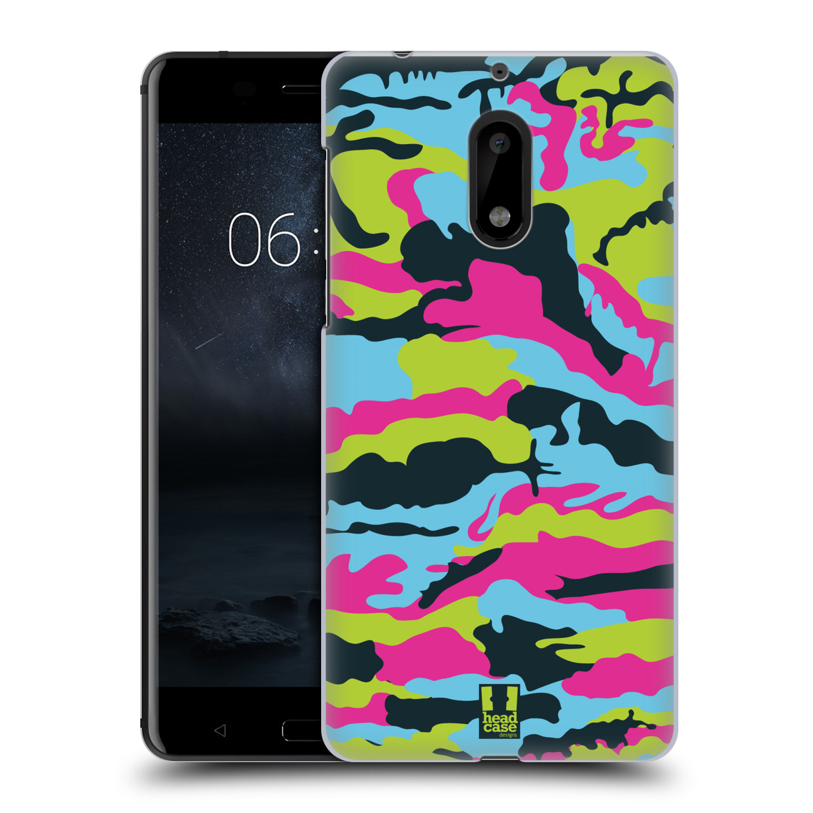 HEAD CASE plastový obal na mobil Nokia 6 vzor Barevná kamufláž růžová a zelená
