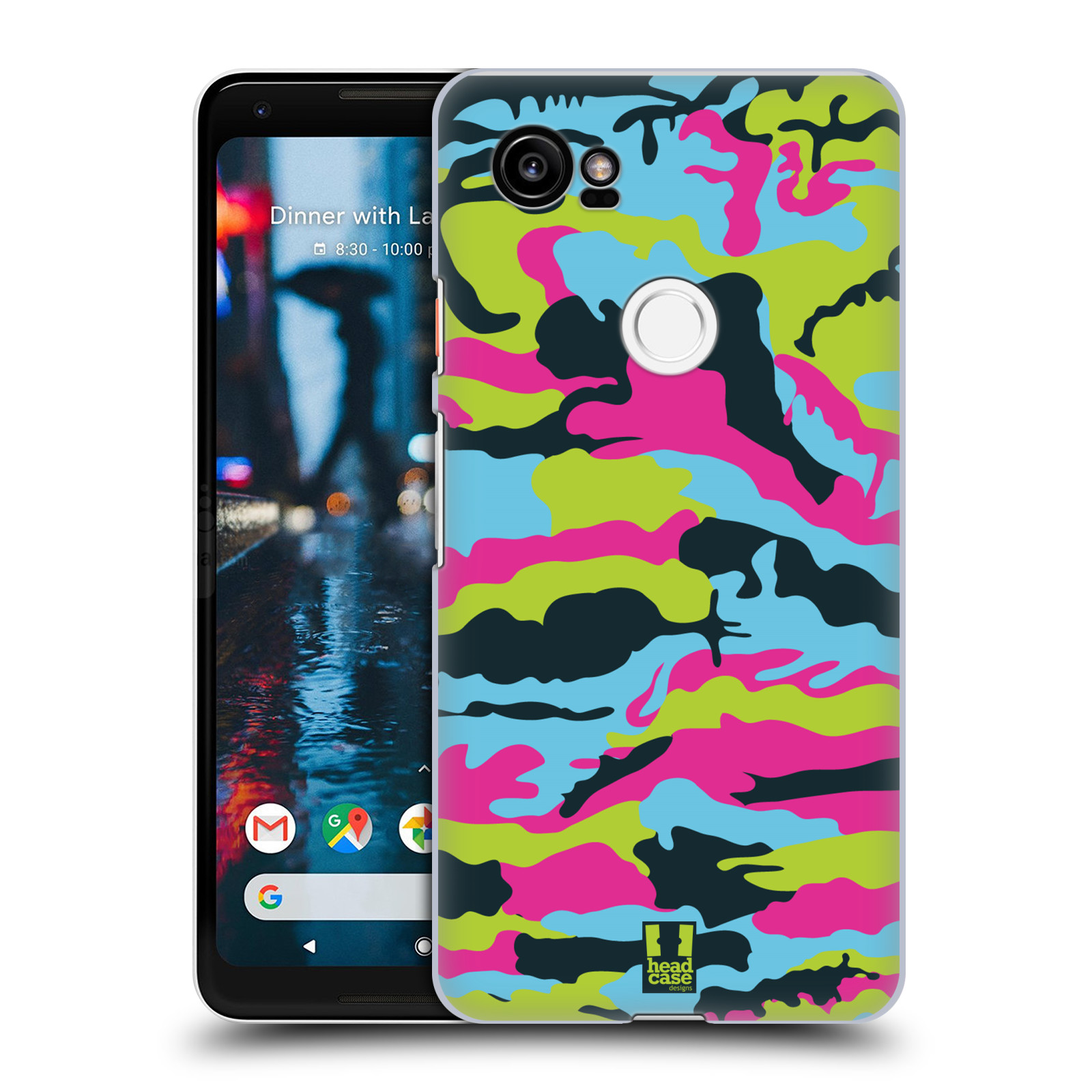 HEAD CASE plastový obal na mobil Google Pixel 2 XL vzor Barevná kamufláž růžová a zelená