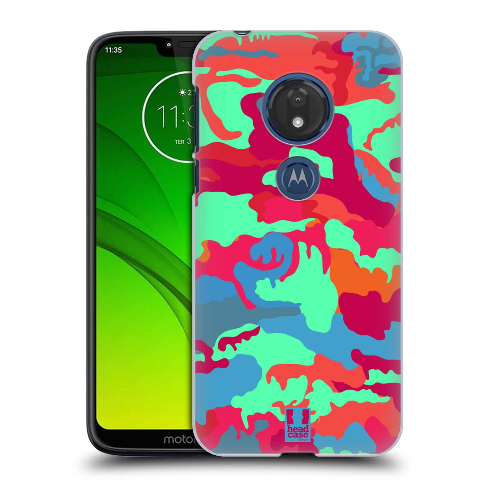Pouzdro na mobil Motorola Moto G7 Play vzor Barevná kamufláž ČERVENÁ A ZELENÁ