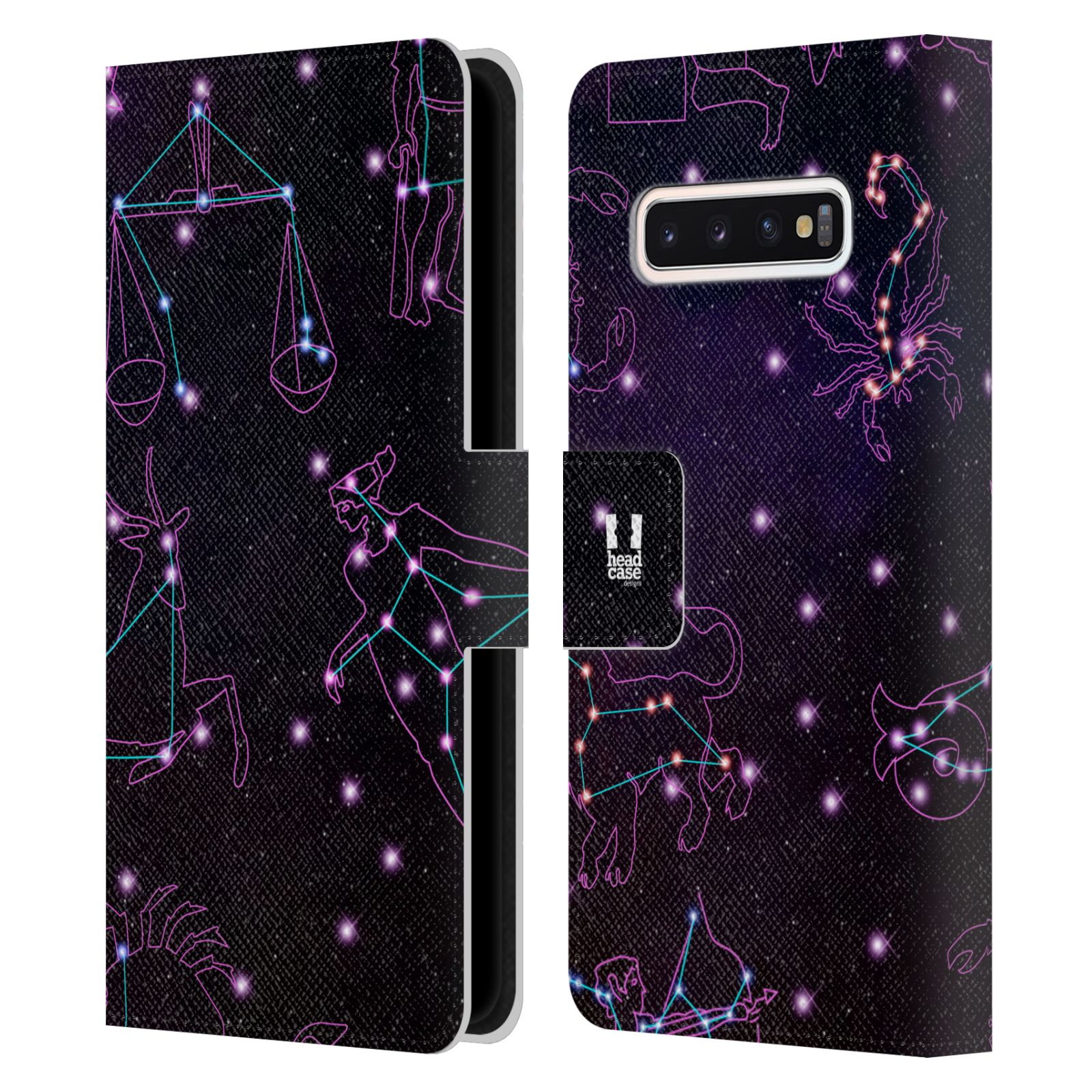 Pouzdro HEAD CASE na mobil Samsung Galaxy S10 znamení zvěrokruhu fialová