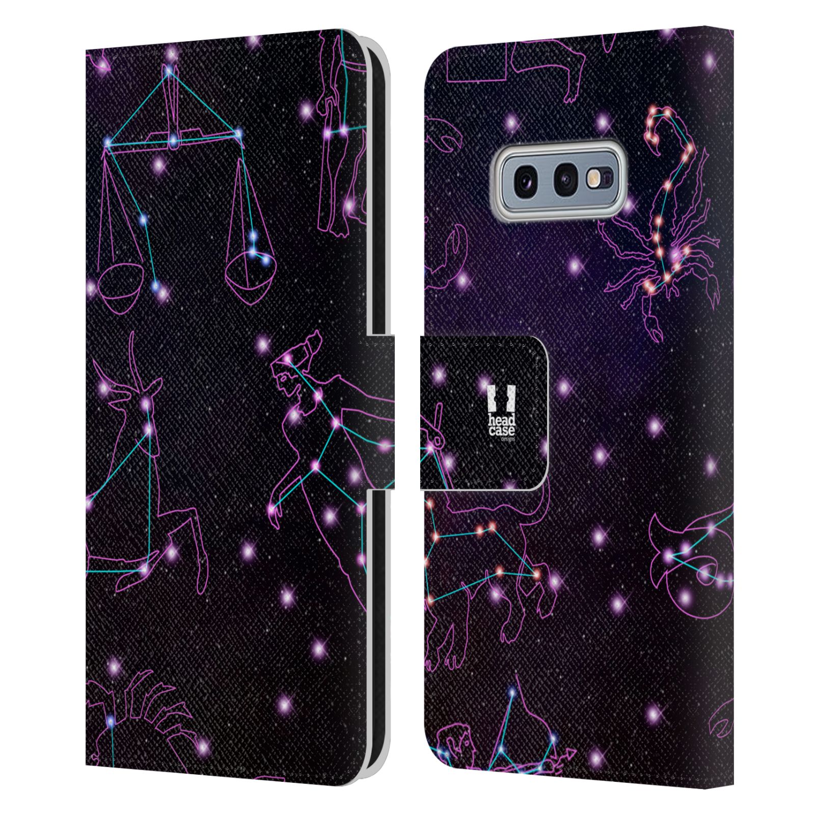Pouzdro HEAD CASE na mobil Samsung Galaxy S10e znamení zvěrokruhu fialová