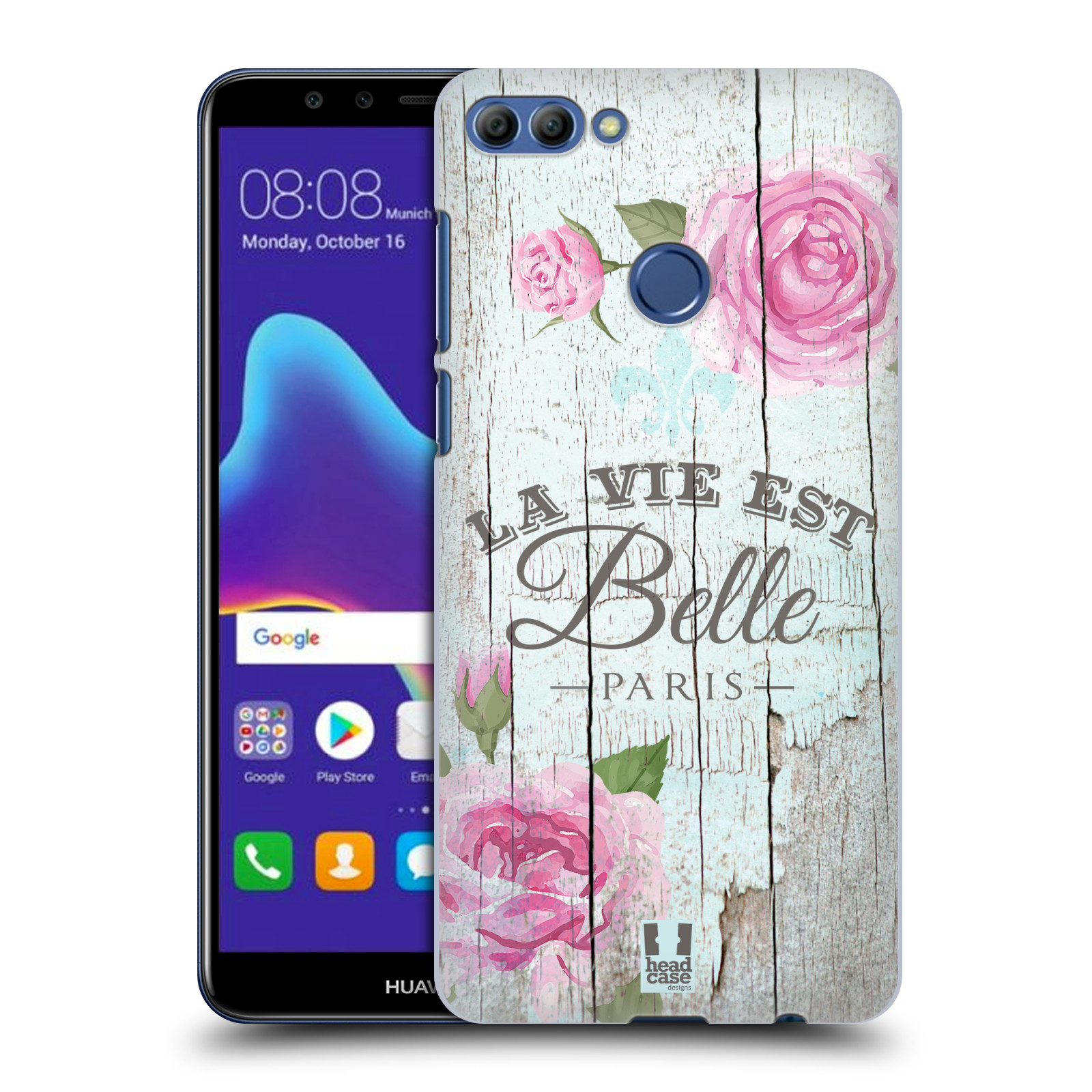 HEAD CASE plastový obal na mobil Huawei Y9 2018 vzor Barevný venkov, vintage RŮŽE, ŘŮŽOVÁ