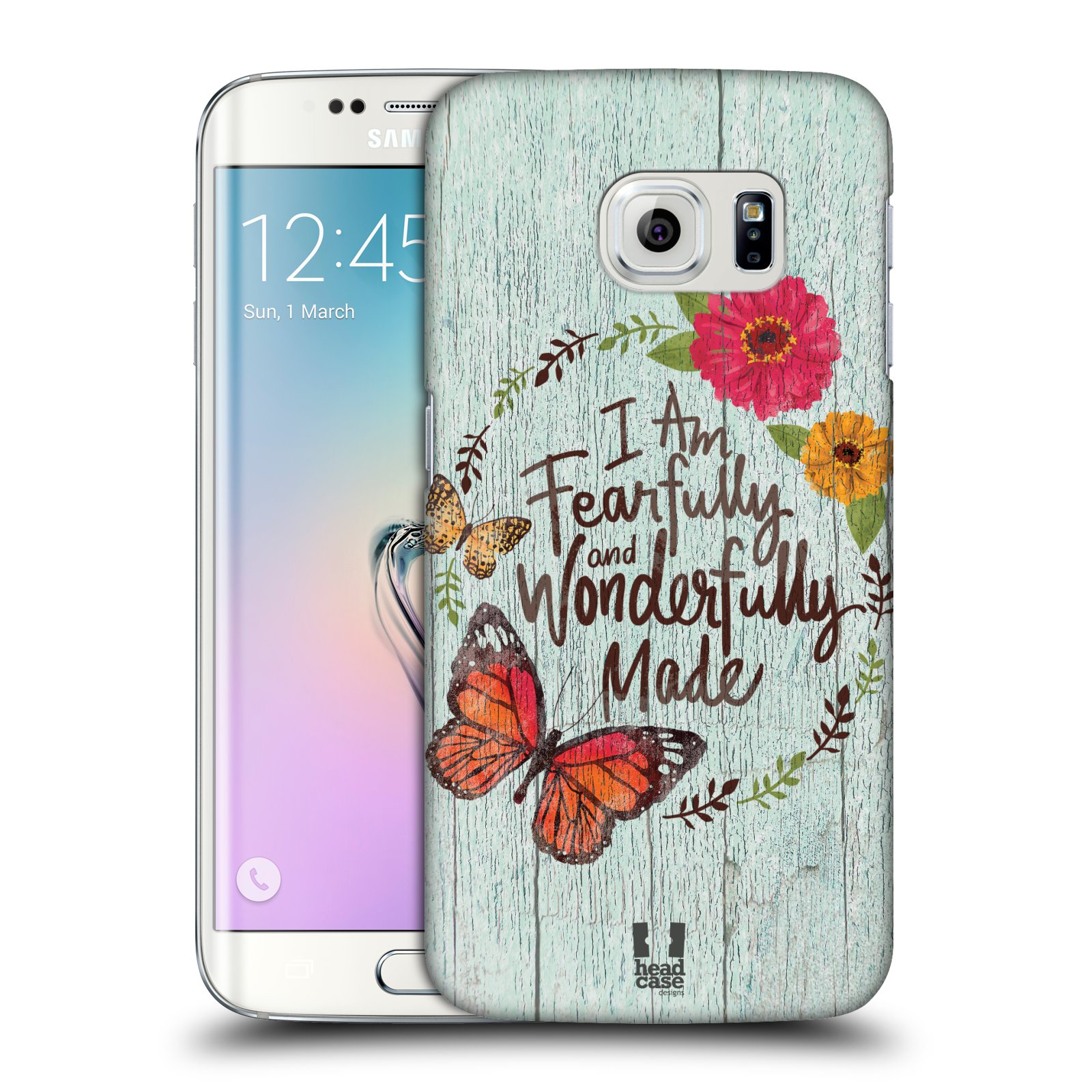HEAD CASE plastový obal na mobil SAMSUNG Galaxy S6 EDGE (G9250, G925, G925F) vzor Barevný venkov, vintage MODRÁ, KYTICE