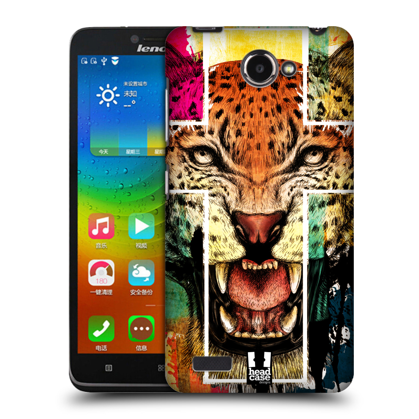HEAD CASE pevný plastový obal na mobil LENOVO A768T vzor Kříž a leopard