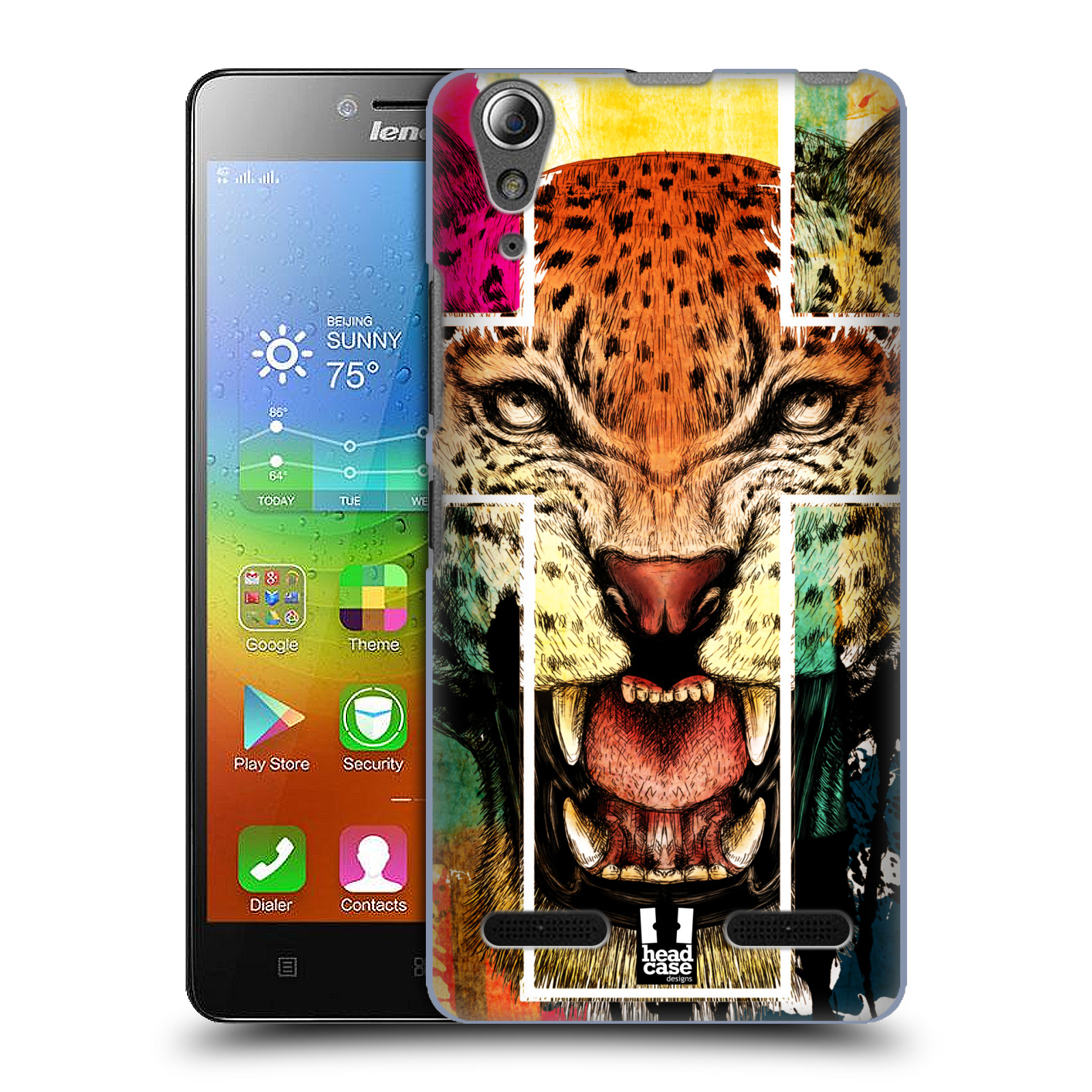 HEAD CASE pevný plastový obal na mobil LENOVO A6000 / A6000 PLUS vzor Kříž a leopard