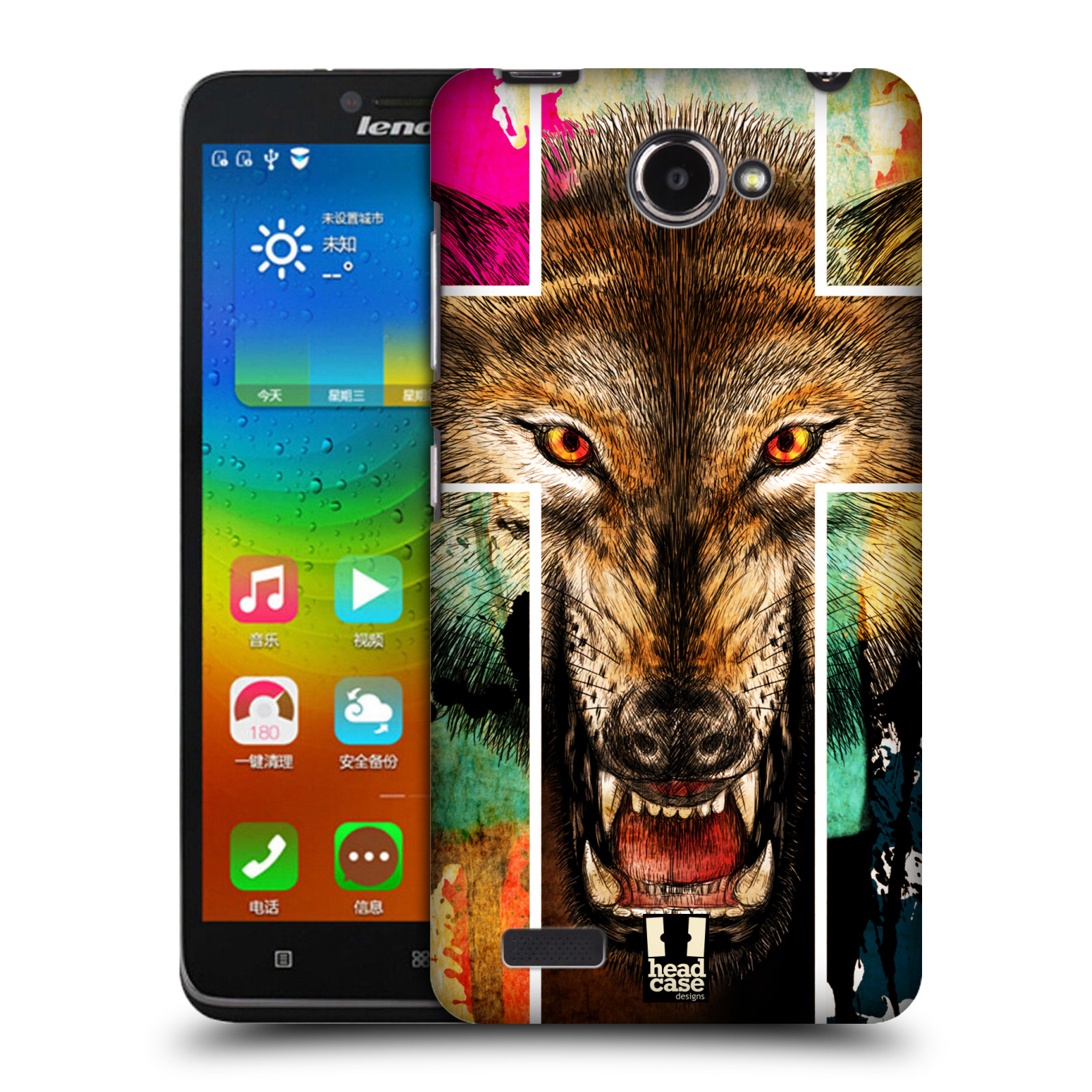 HEAD CASE pevný plastový obal na mobil LENOVO A768T vzor Kříž a vlk