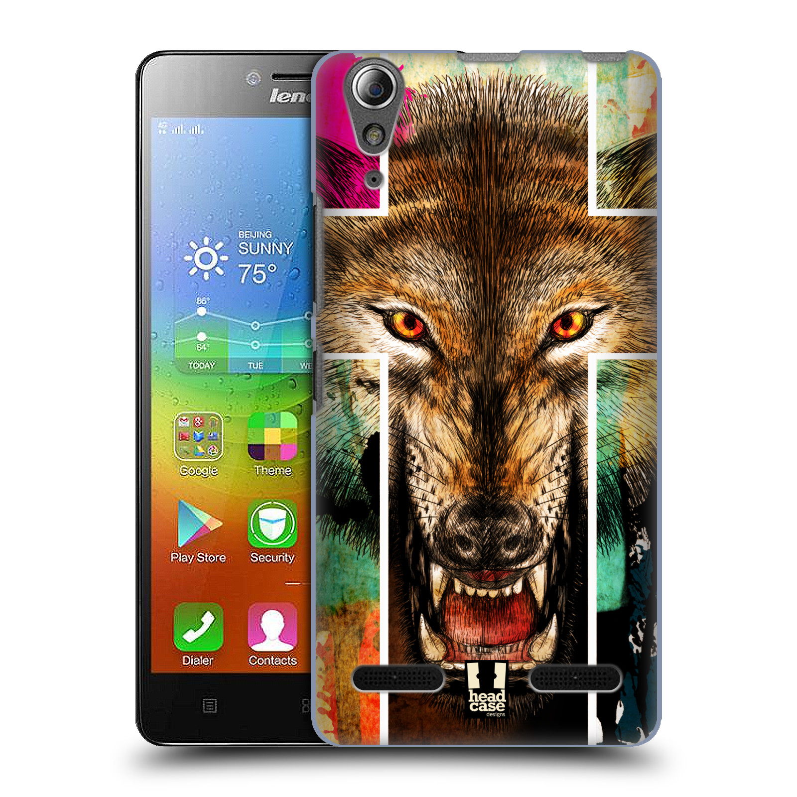 HEAD CASE pevný plastový obal na mobil LENOVO A6000 / A6000 PLUS vzor Kříž a vlk