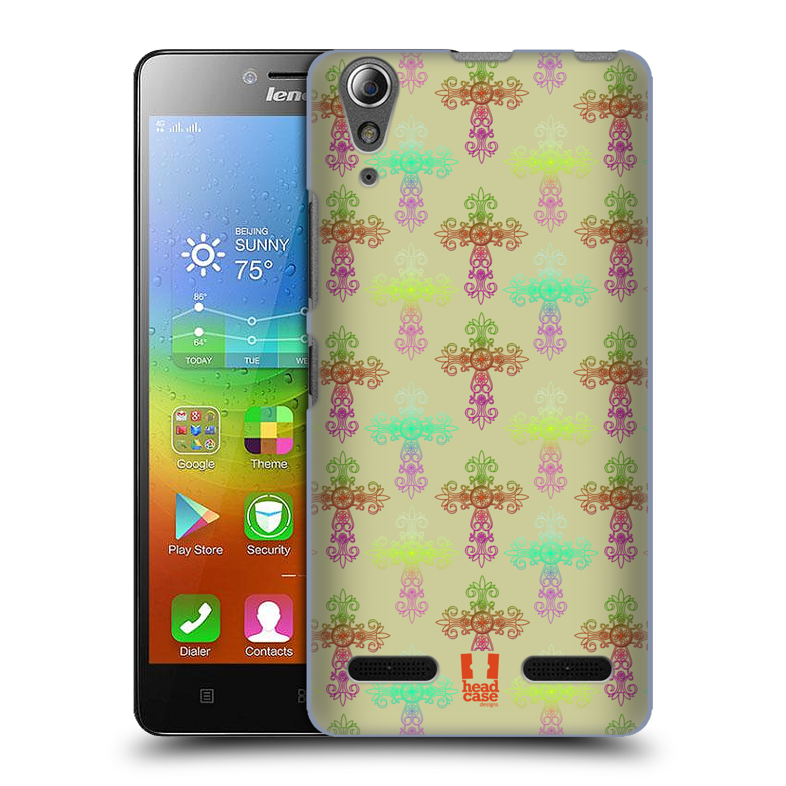 HEAD CASE pevný plastový obal na mobil LENOVO A6000 / A6000 PLUS vzor Kříž Cross DAMASK