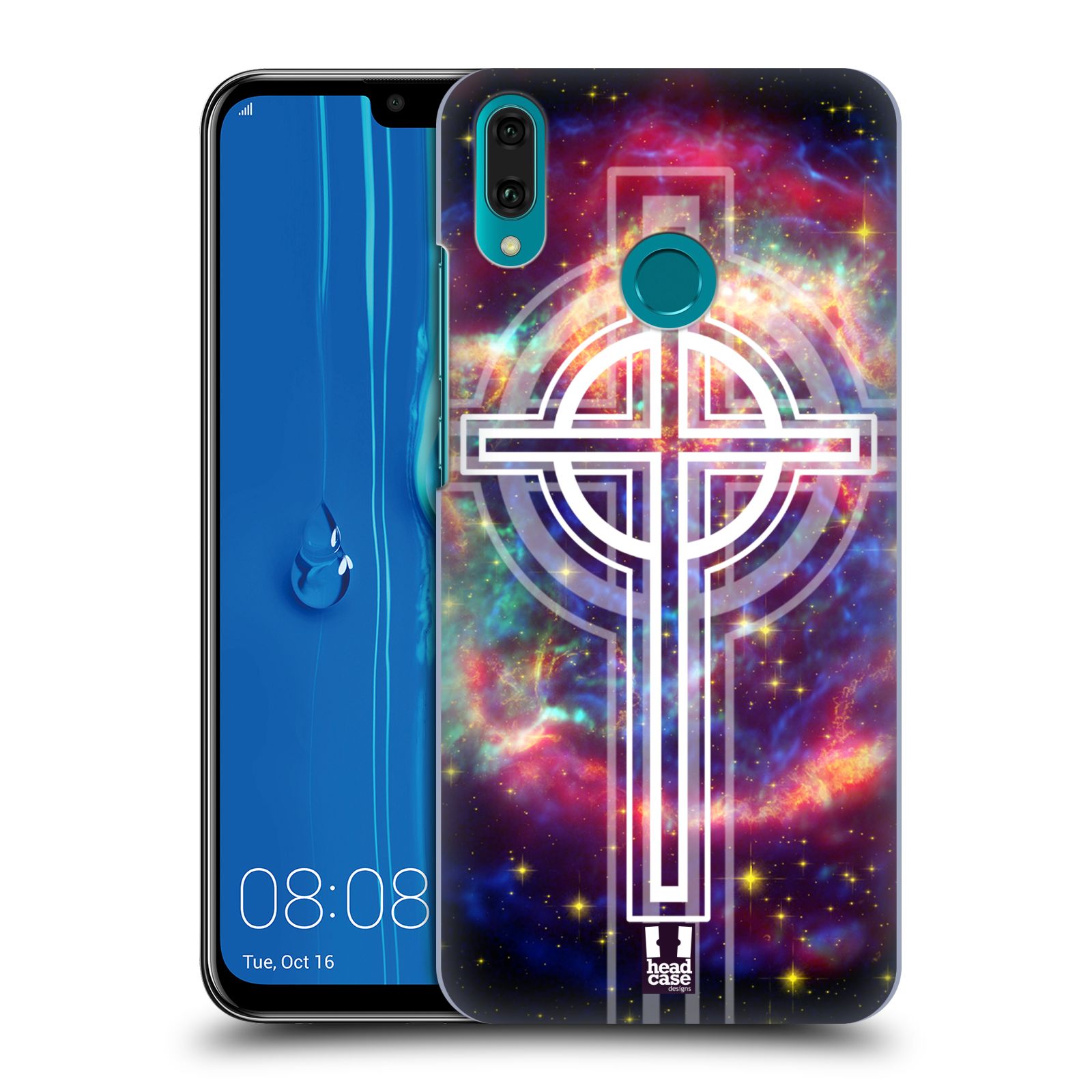 Pouzdro na mobil Huawei Y9 2019 - HEAD CASE - vzor Kříž Cross KŘIŽ VESMÍR