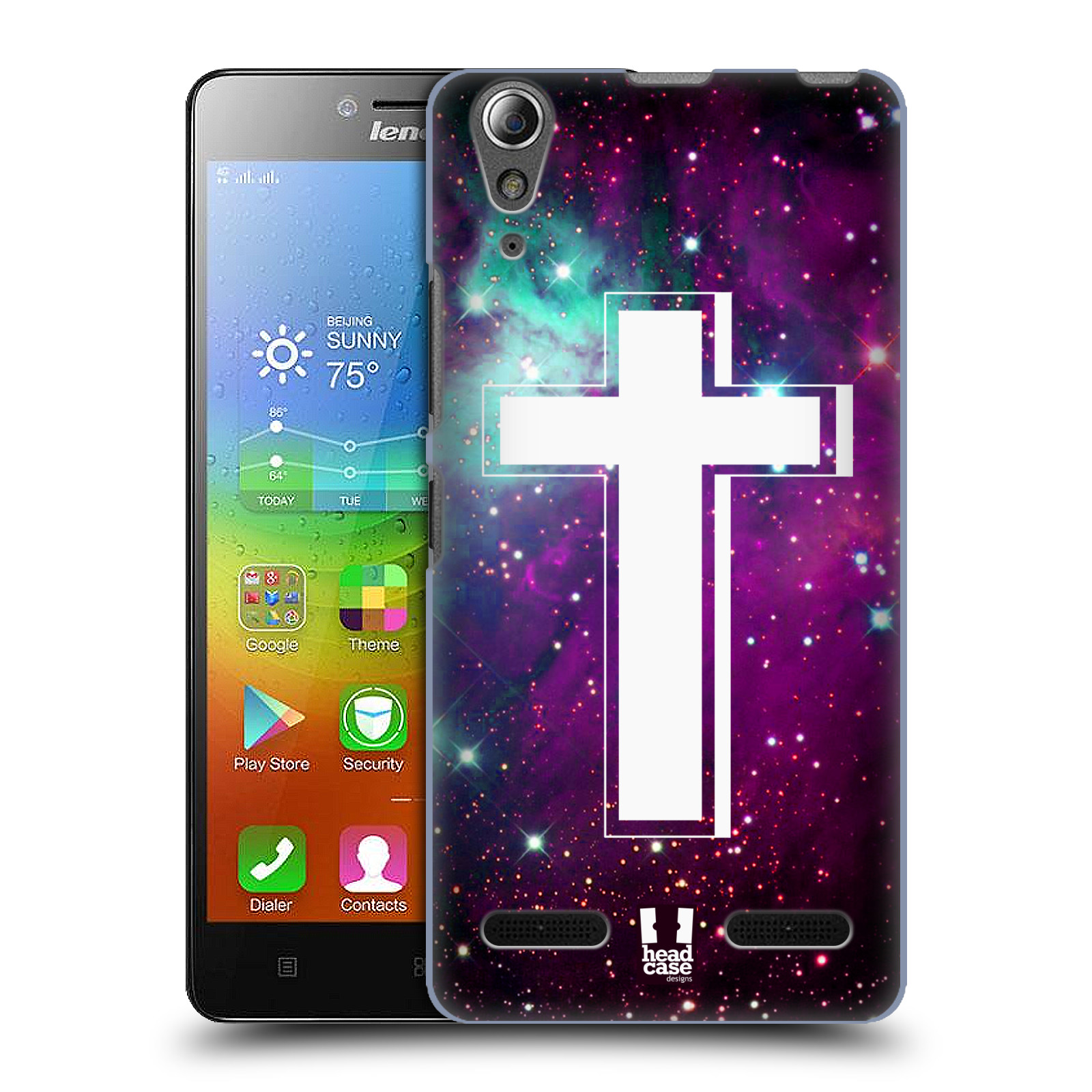 HEAD CASE pevný plastový obal na mobil LENOVO A6000 / A6000 PLUS vzor Kříž Cross MLHOVINA FIALOVÁ