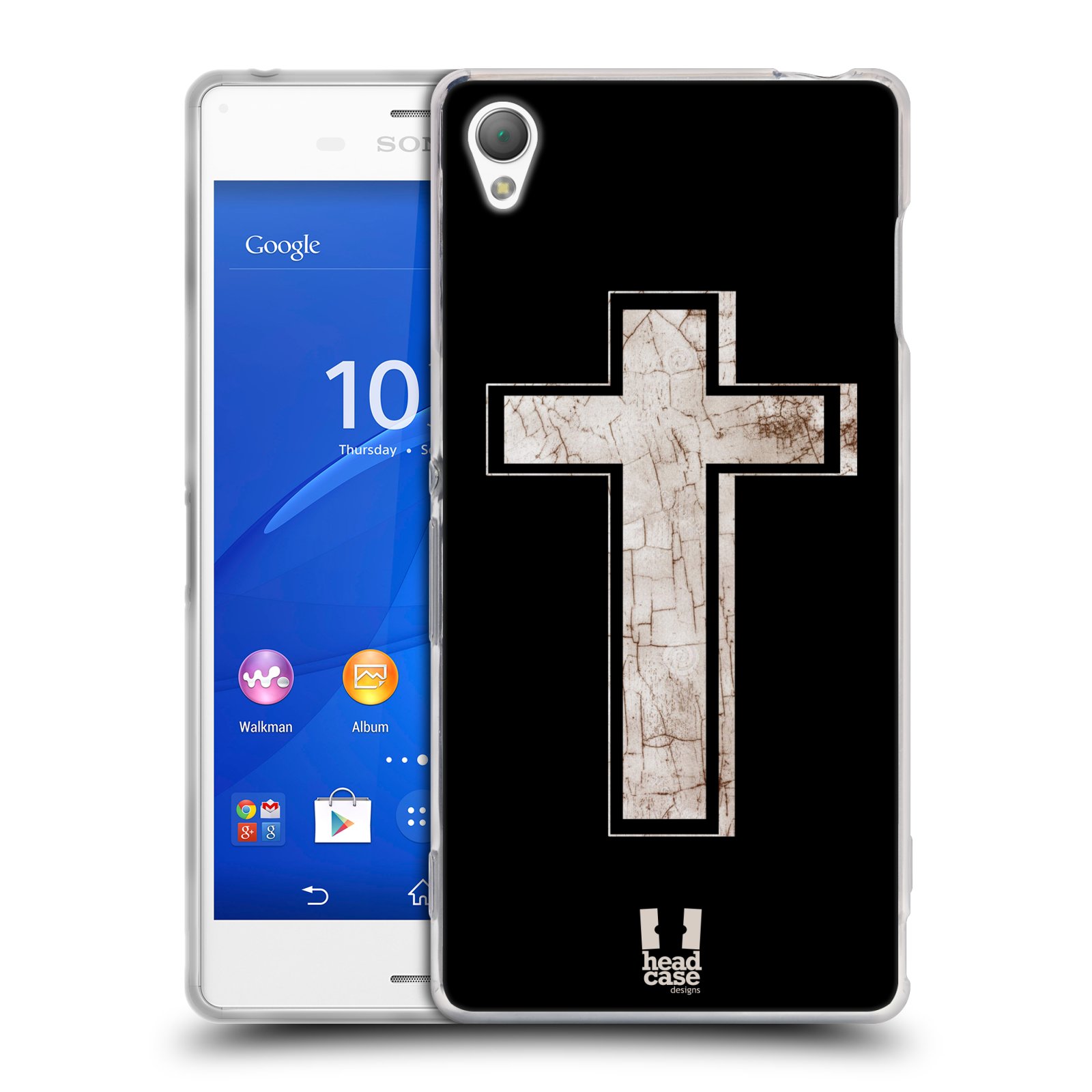 HEAD CASE silikonový obal na mobil Sony Xperia Z3 vzor Kříž Cross PORCELÁN TEXTURA černá a bílá