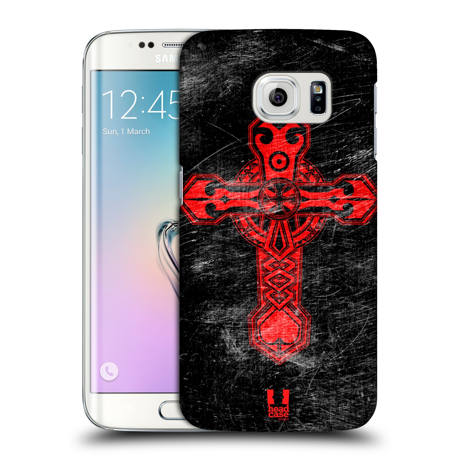 HEAD CASE plastový obal na mobil SAMSUNG Galaxy S6 EDGE (G9250, G925, G925F) vzor Kříž Cross TRIBAL ČERVENÁ