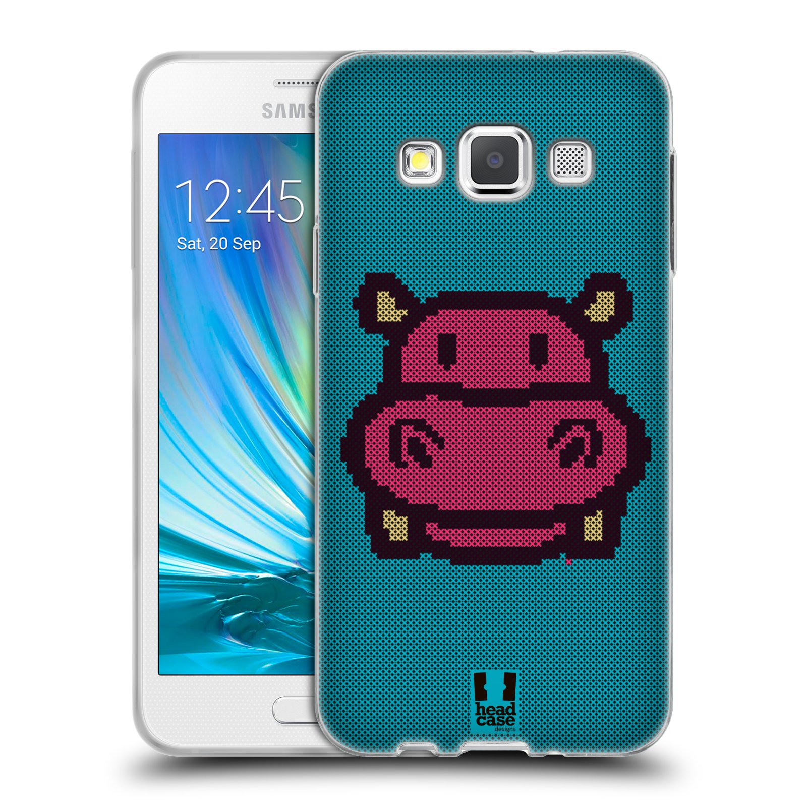 HEAD CASE silikonový obal na mobil Samsung Galaxy A3 vzor kostičky zvířátka HROŠÍK