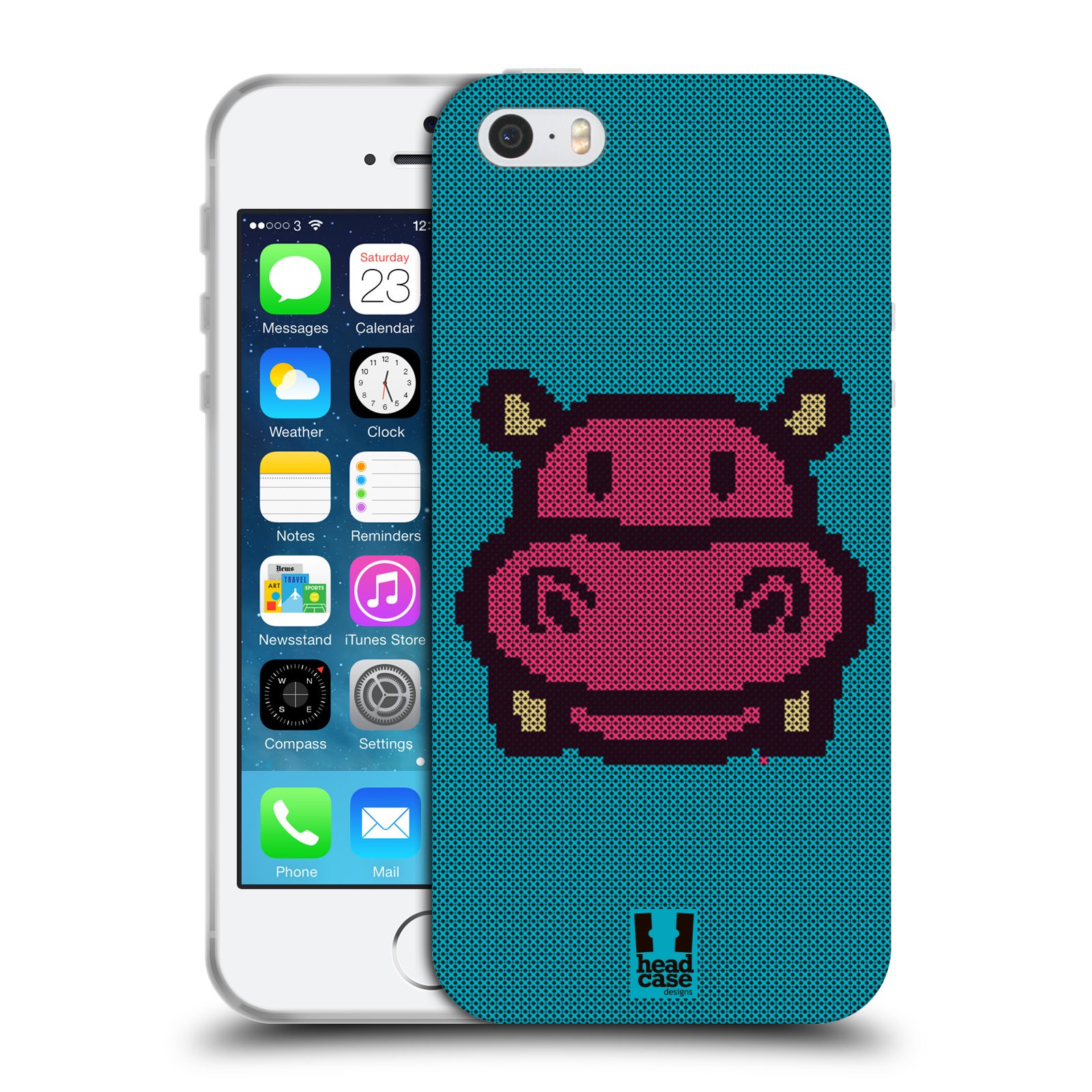 HEAD CASE silikonový obal na mobil Apple Iphone 5/5S vzor kostičky zvířátka HROŠÍK