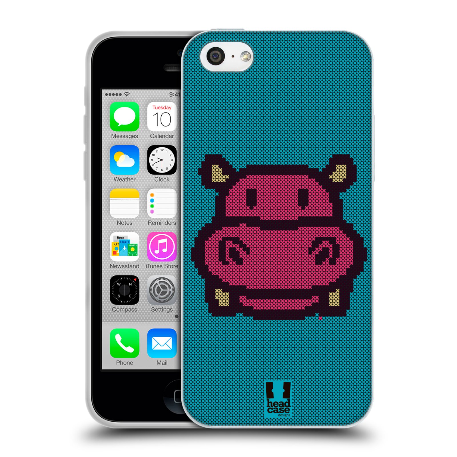 HEAD CASE silikonový obal na mobil Apple Iphone 5C vzor kostičky zvířátka HROŠÍK