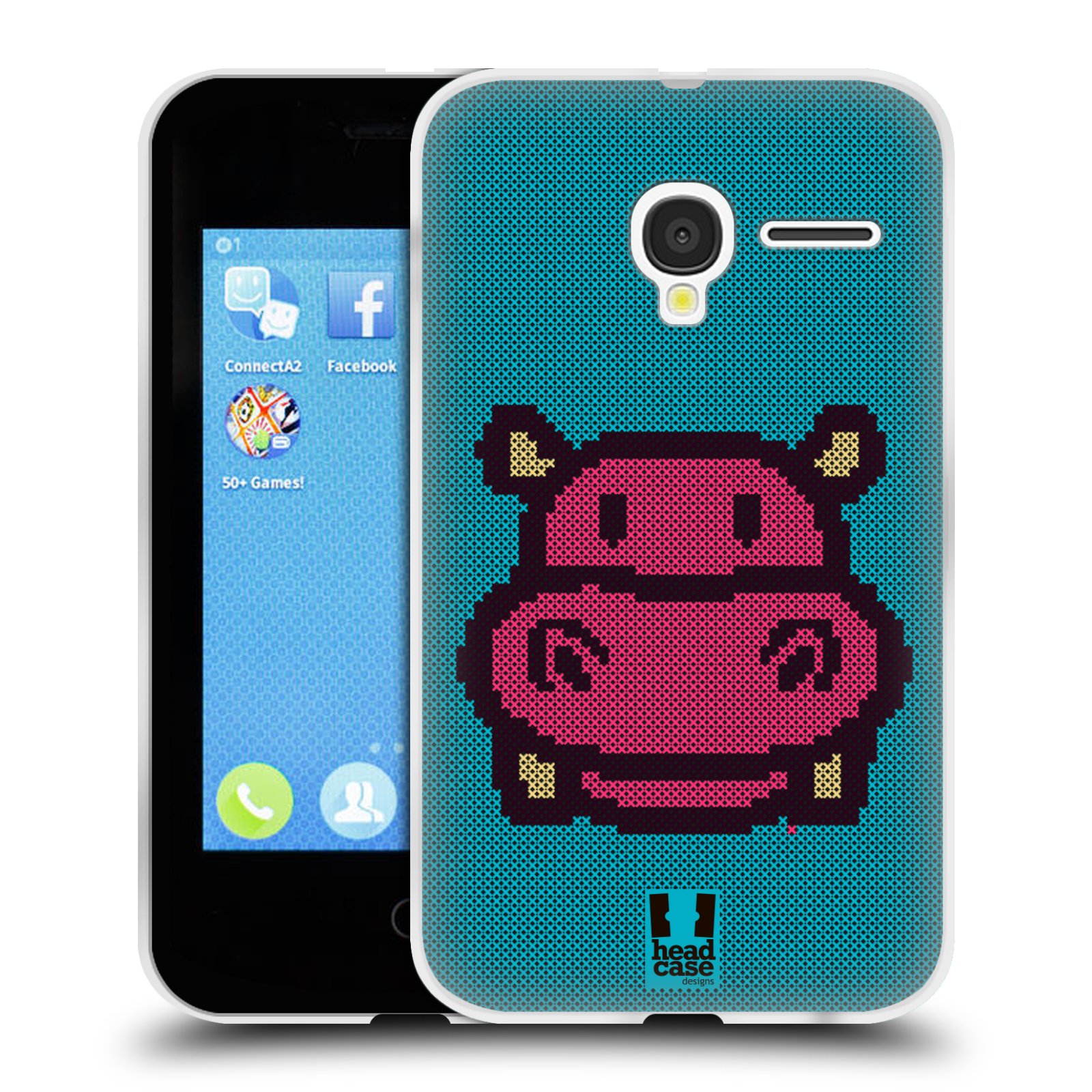 HEAD CASE silikonový obal na mobil Alcatel PIXI 3 OT-4022D (3,5 palcový displej) vzor kostičky zvířátka HROŠÍK