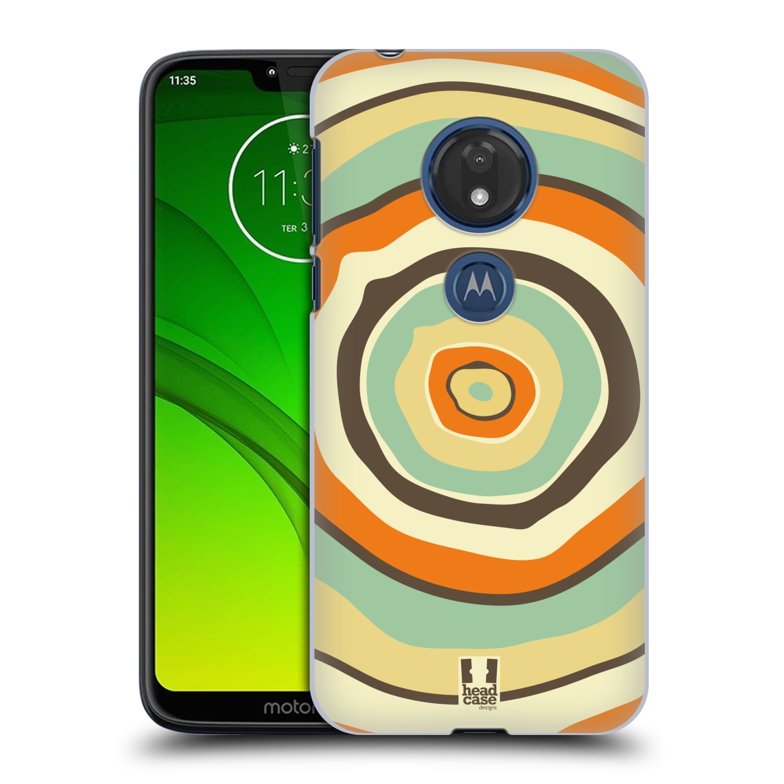 Pouzdro na mobil Motorola Moto G7 Play vzor Barevné letokruhy RETRO ZELENÁ