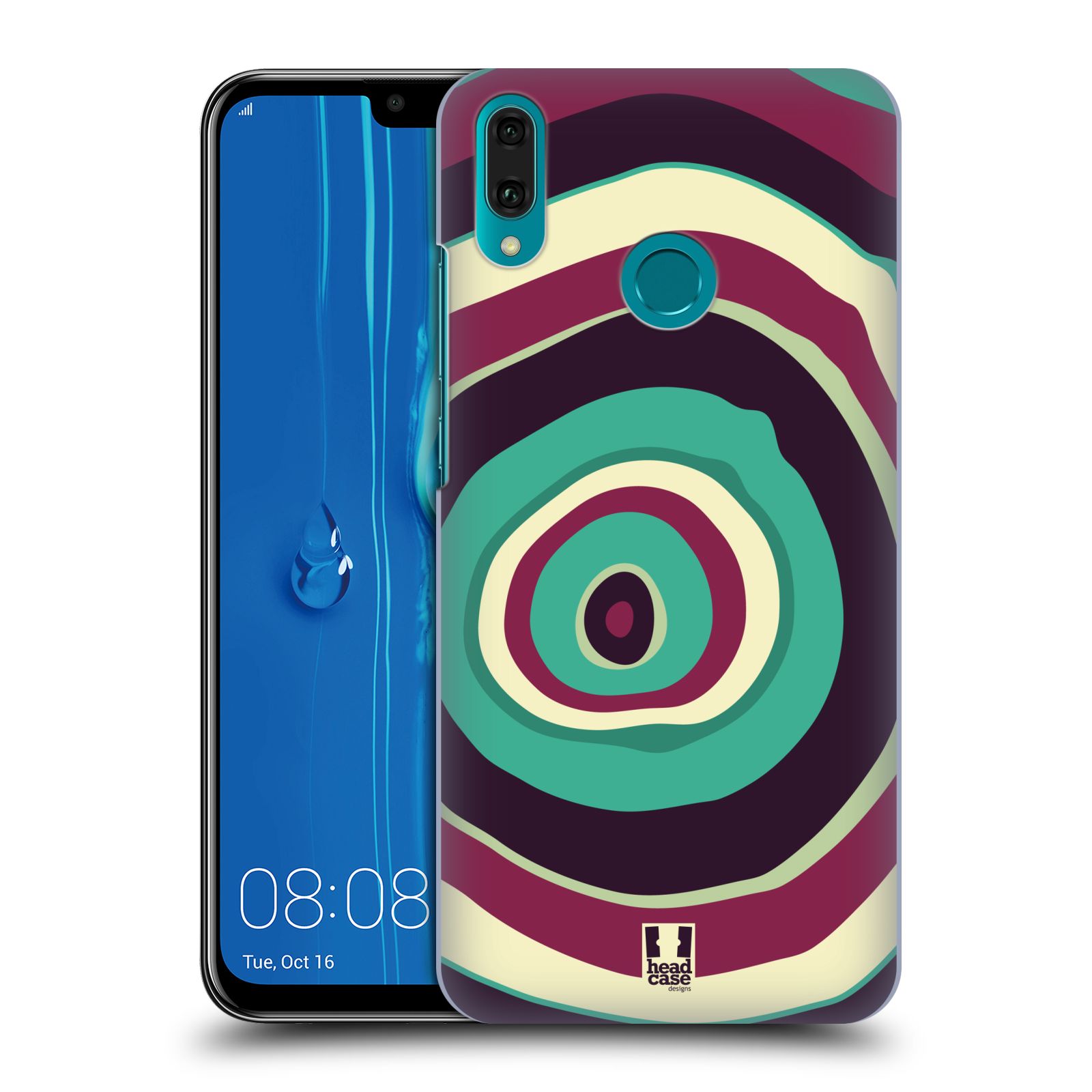 Pouzdro na mobil Huawei Y9 2019 - HEAD CASE - vzor Barevné letokruhy FIALOVÁ