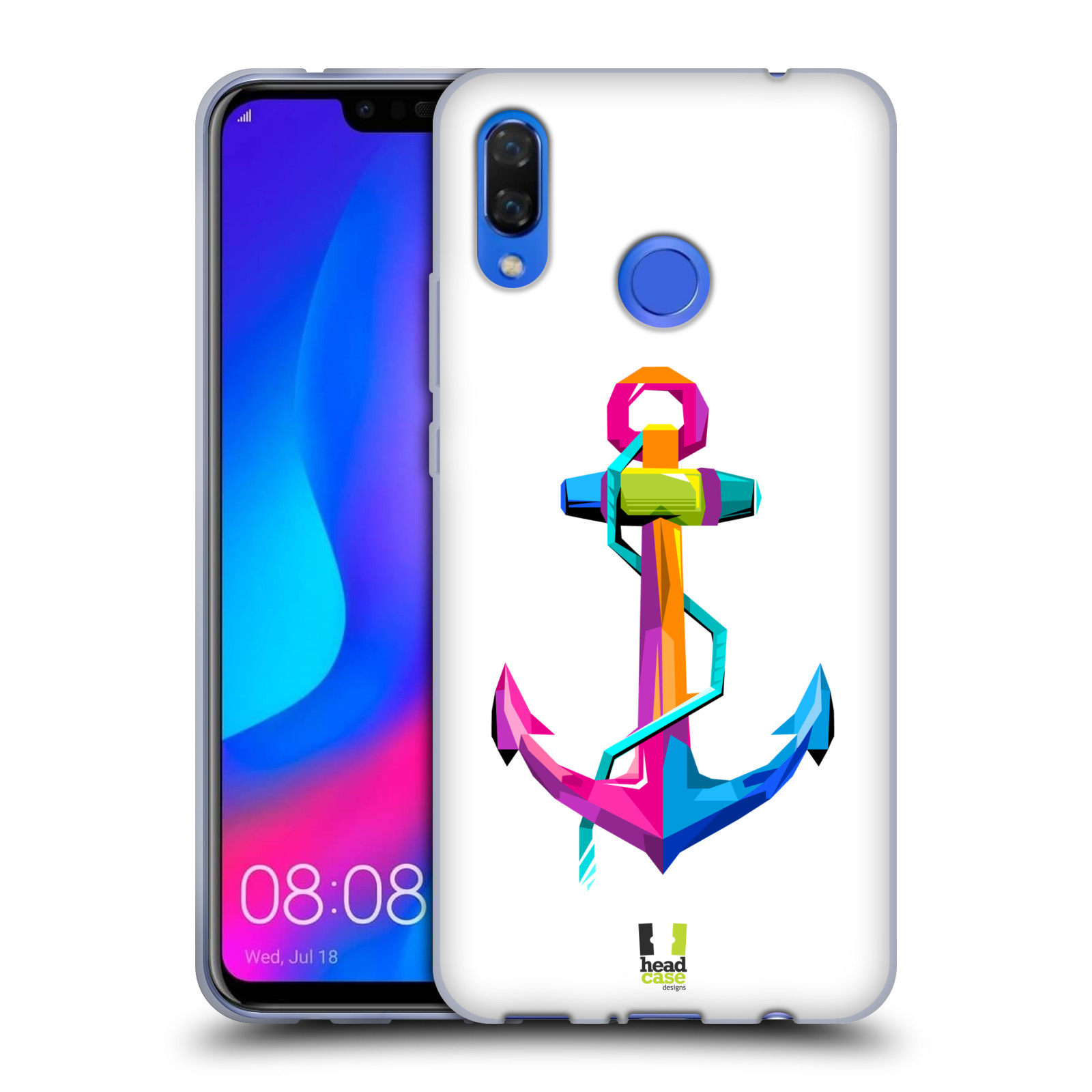 HEAD CASE silikon obal na mobil Huawei Nova 3 vzor POP ART kubismus kotva naděje