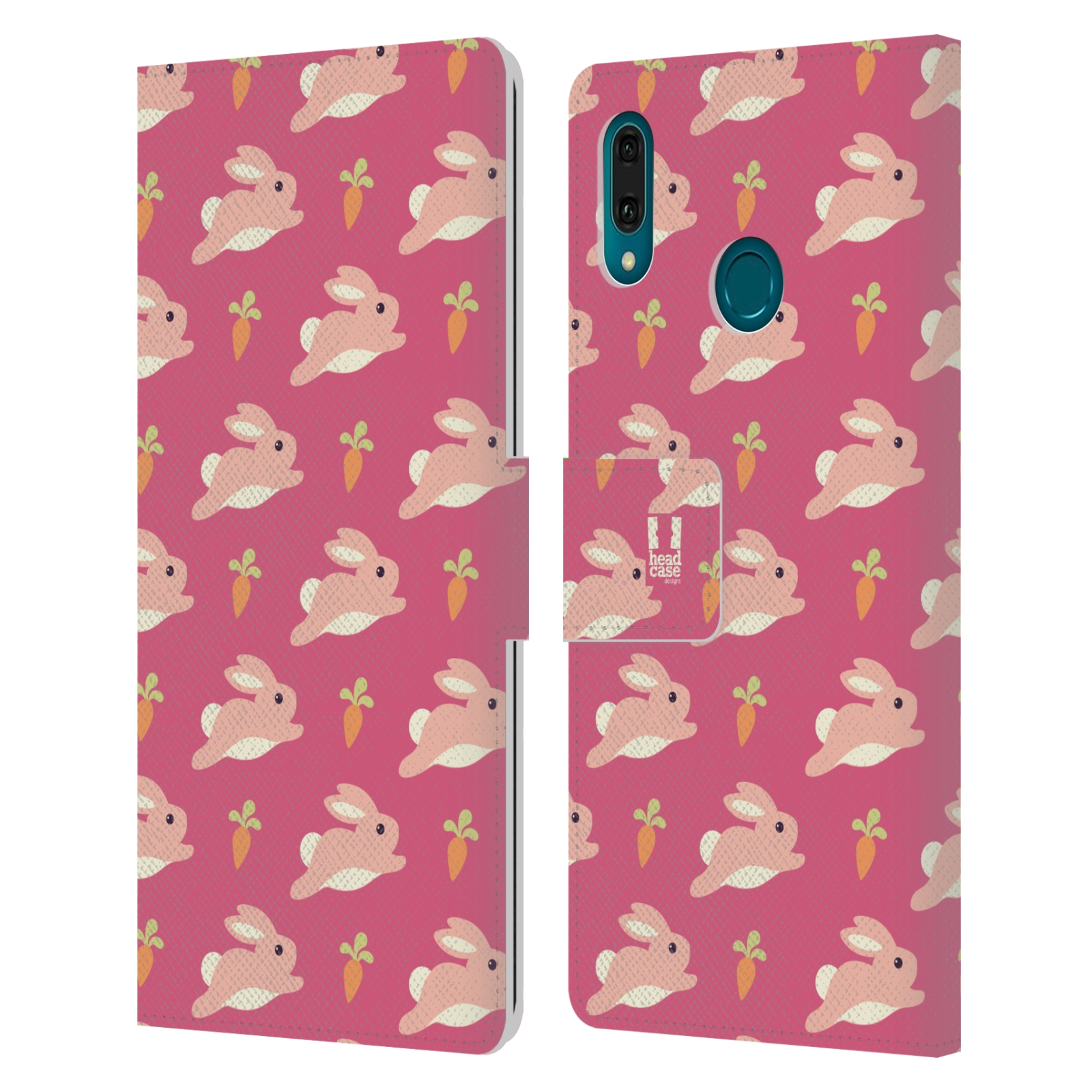 Pouzdro na mobil Huawei Y9 2019 barevný zvířecí vzor zajíček růžová
