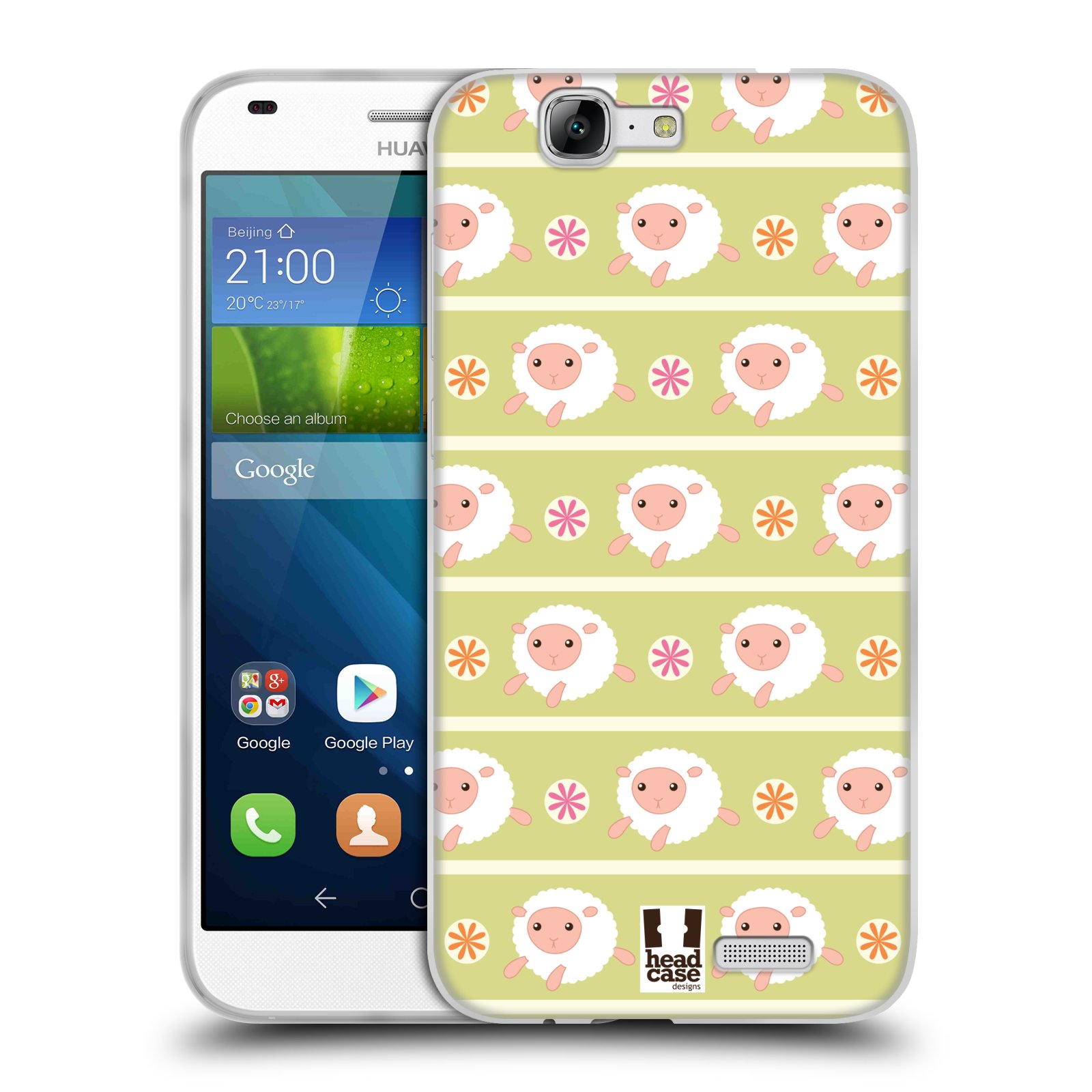 HEAD CASE silikonový obal na mobil HUAWEI Ascend G7 vzor roztomilé zvířecí vzory ovečky