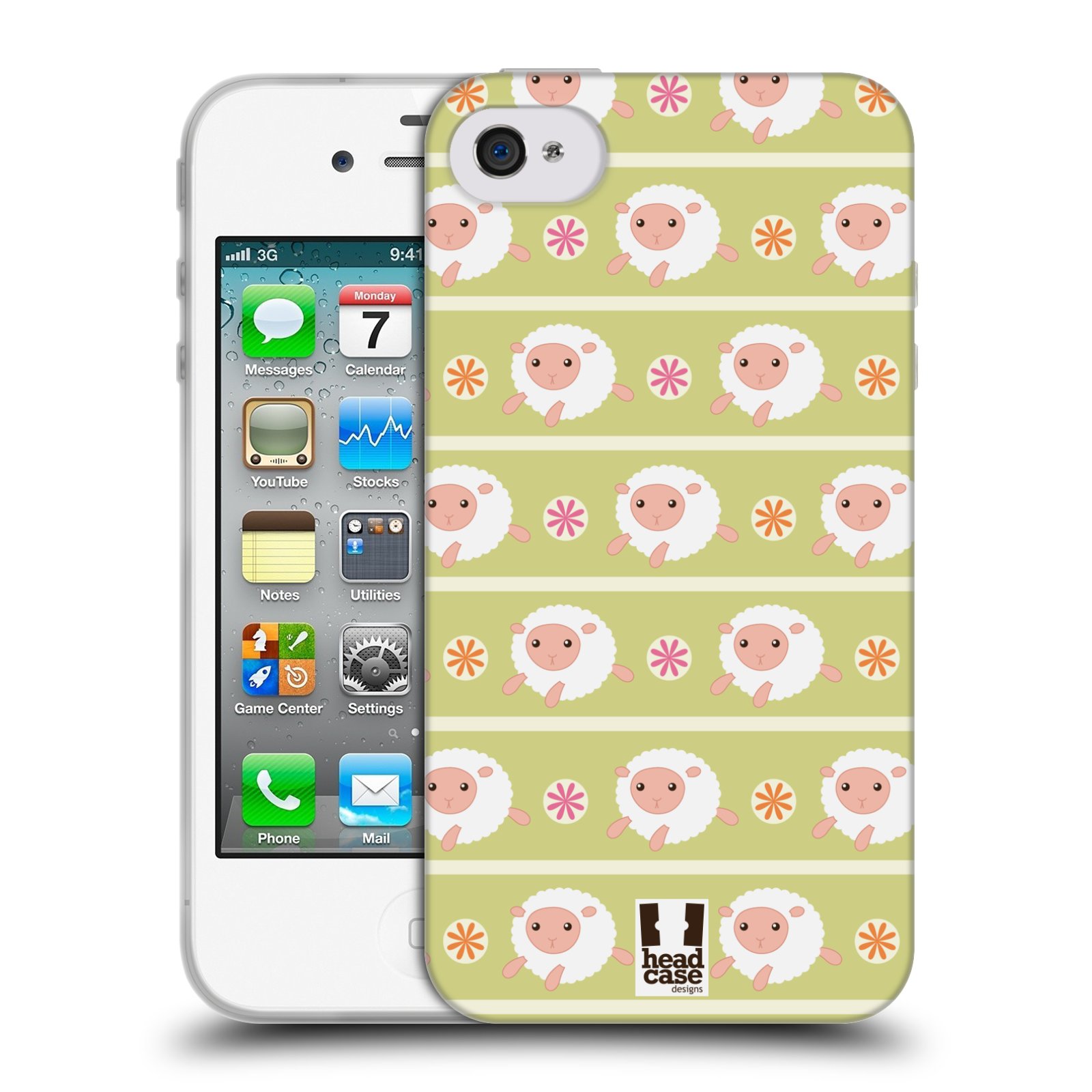 HEAD CASE silikonový obal na mobil Apple Iphone 4/4S vzor roztomilé zvířecí vzory ovečky