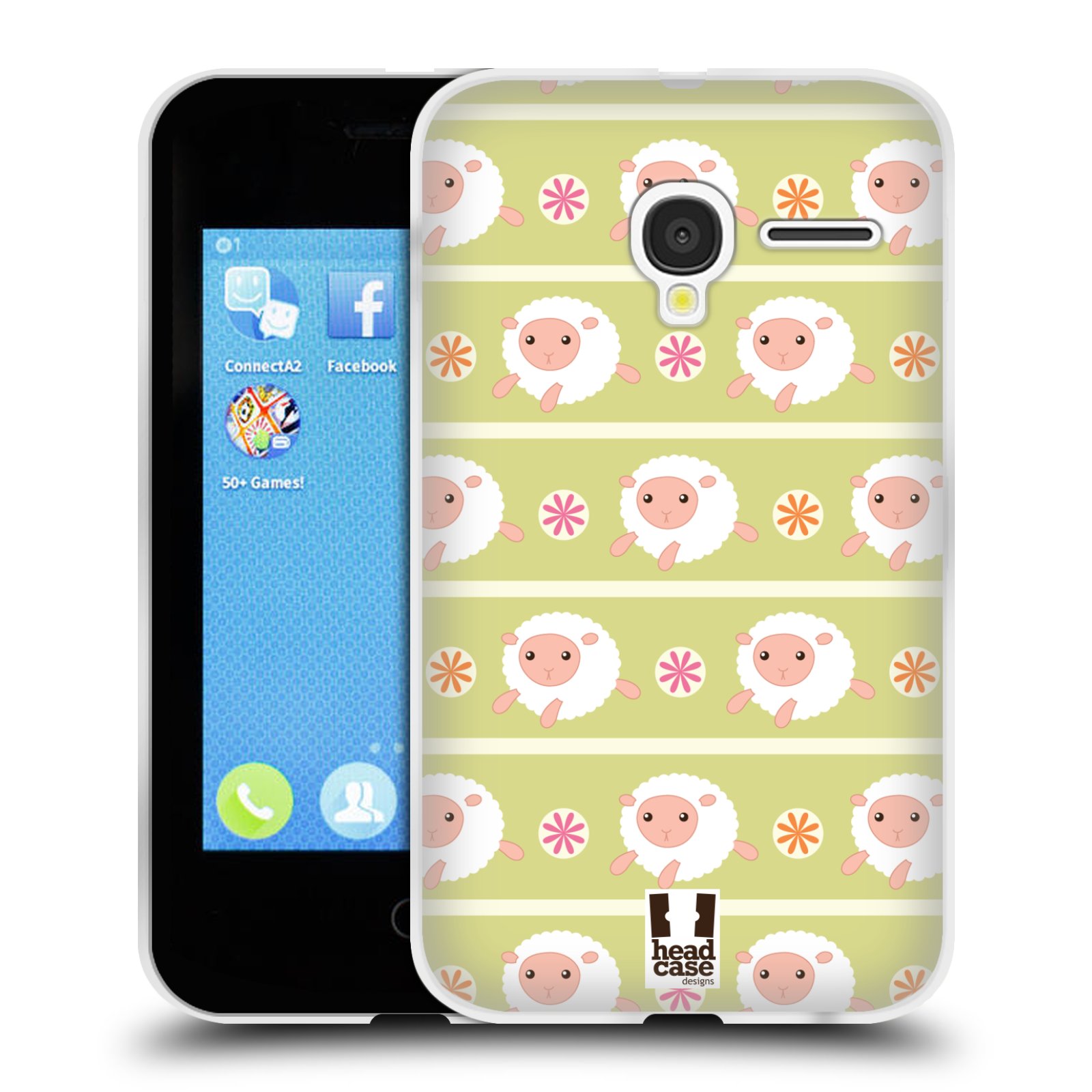 HEAD CASE silikonový obal na mobil Alcatel PIXI 3 OT-4022D (3,5 palcový displej) vzor roztomilé zvířecí vzory ovečky