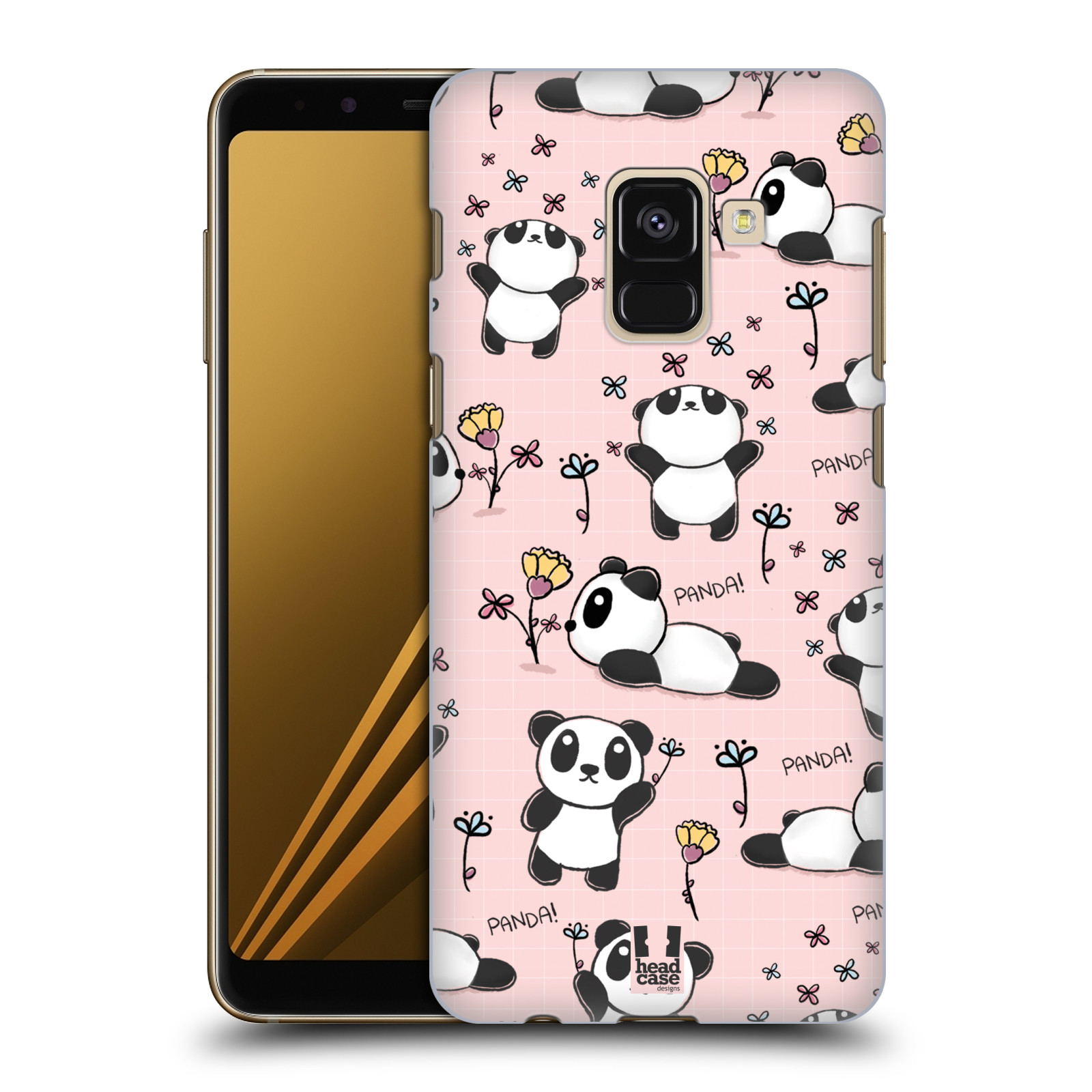 Obal na mobil Samsung Galaxy A8+ 2018, A8 PLUS 2018 - HEAD CASE - Roztomilá panda v růžové