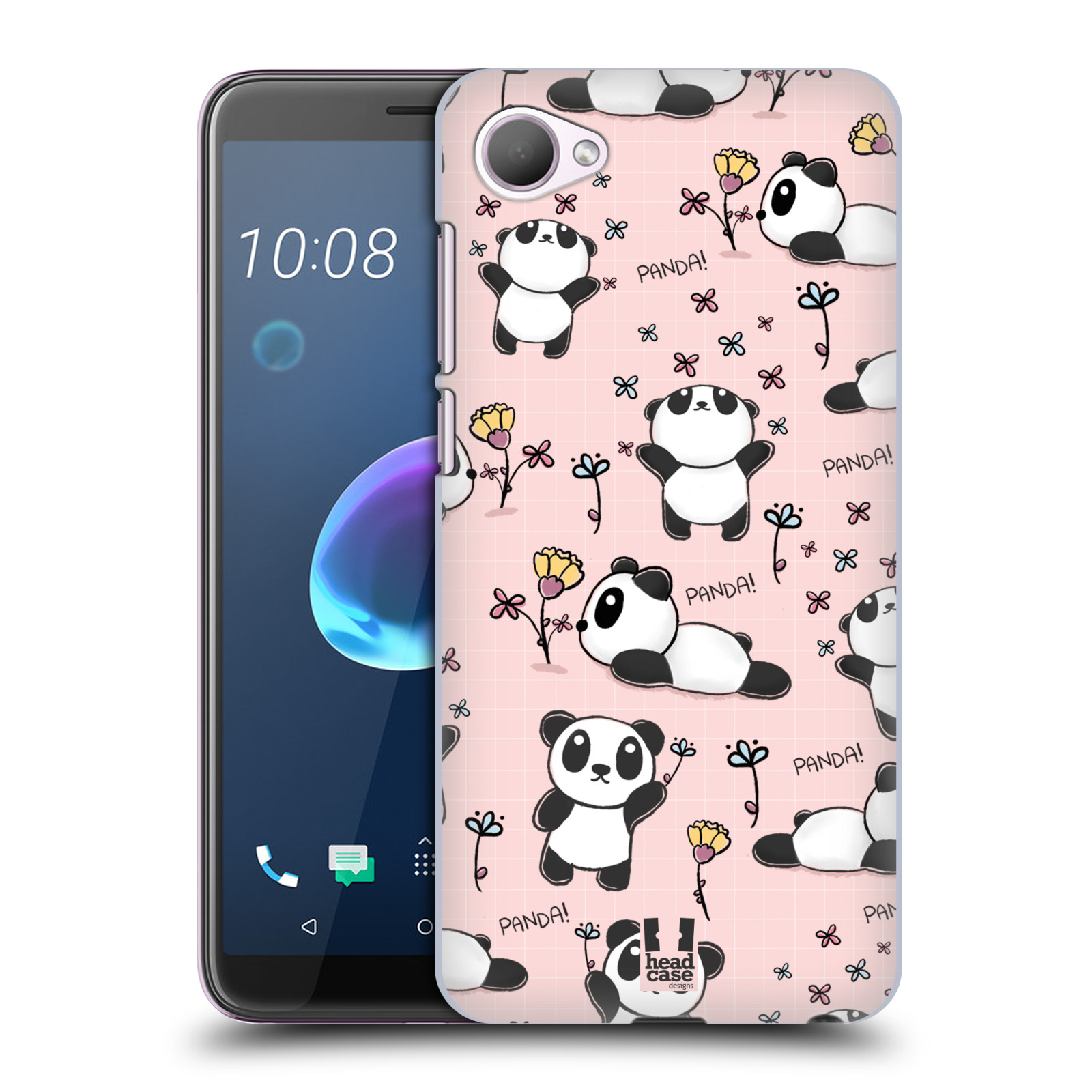 Obal na mobil HTC Desire 12 / Desire 12 DUAL SIM - HEAD CASE - Roztomilá panda v růžové