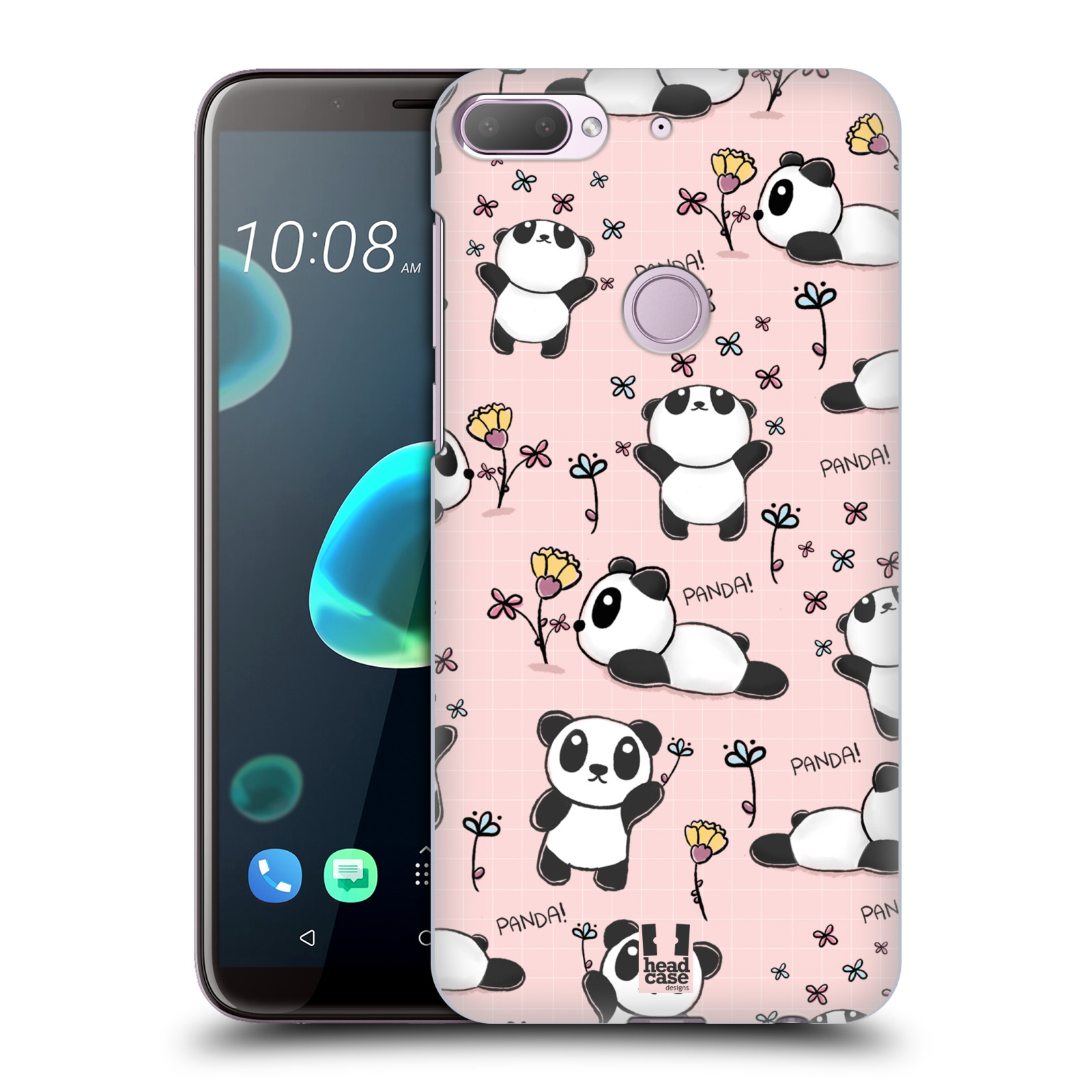 Obal na mobil HTC Desire 12+ / Desire 12+ DUAL SIM - HEAD CASE - Roztomilá panda v růžové