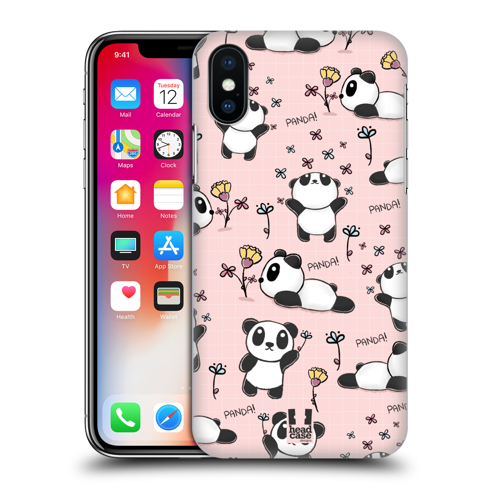 Obal na mobil Apple Iphone X/XS - HEAD CASE - Roztomilá panda v růžové
