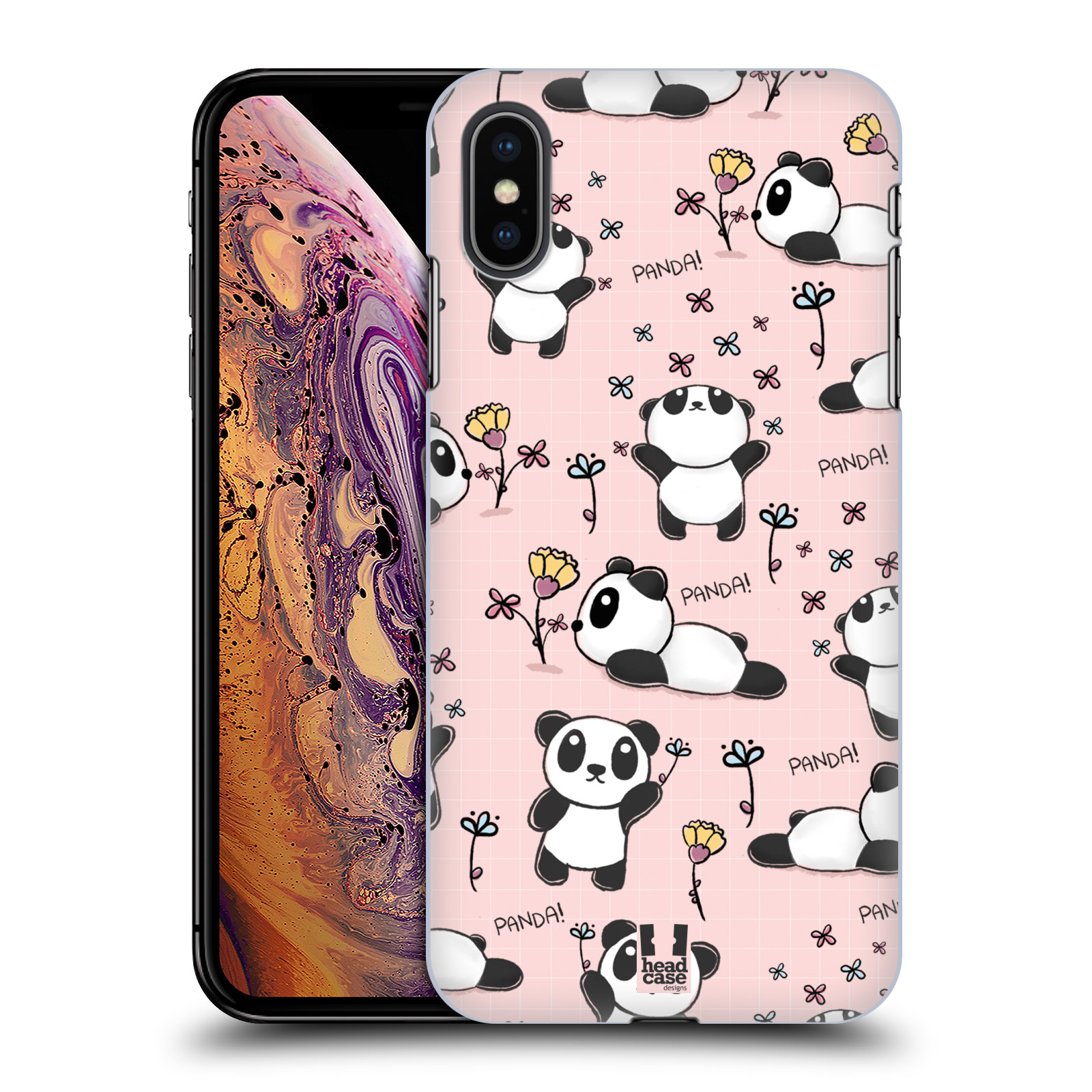 Obal na mobil Apple Iphone XS MAX - HEAD CASE - Roztomilá panda v růžové