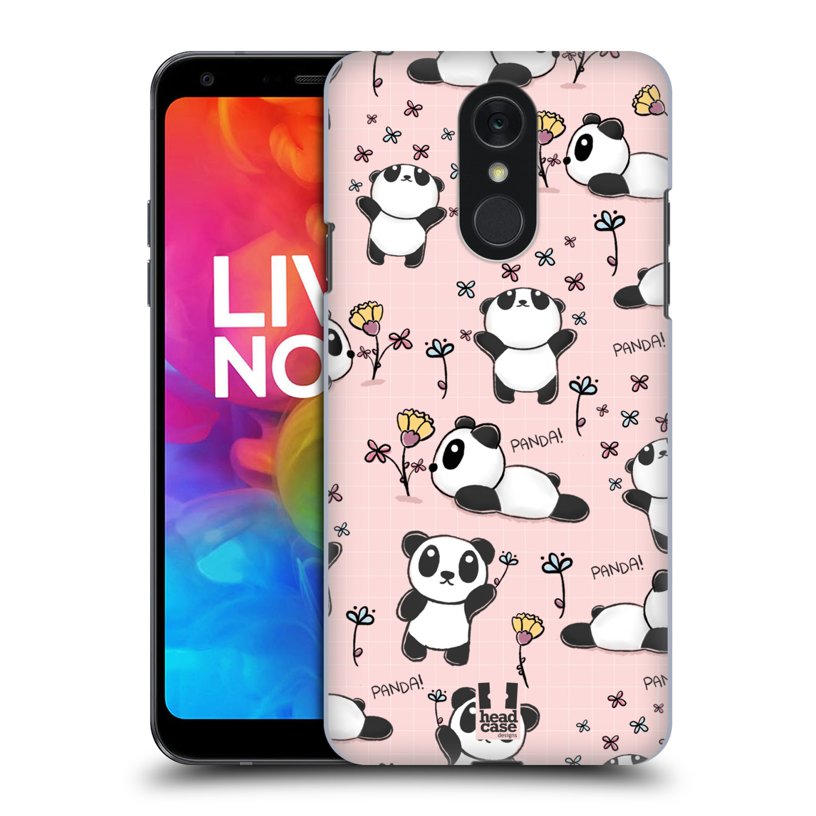 Obal na mobil LG Q7 - HEAD CASE - Roztomilá panda v růžové
