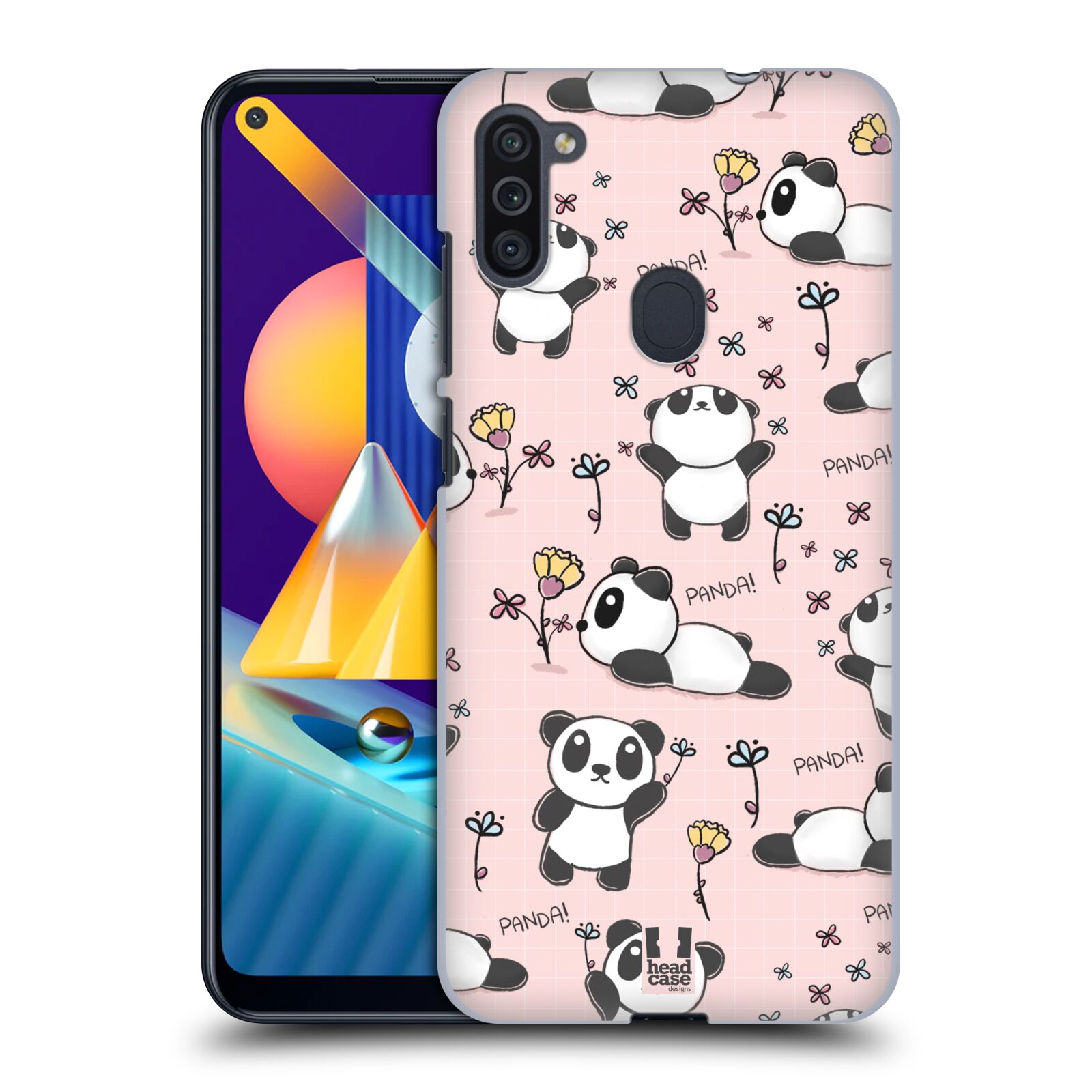 Obal na mobil Samsung Galaxy M11 - HEAD CASE - Roztomilá panda v růžové